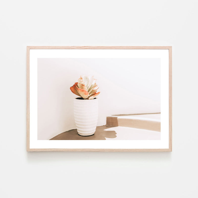 White pot on the street, Santorini-Gioia-Prints-Framed-Canvas-Poster-GIOIA-WALL-ART