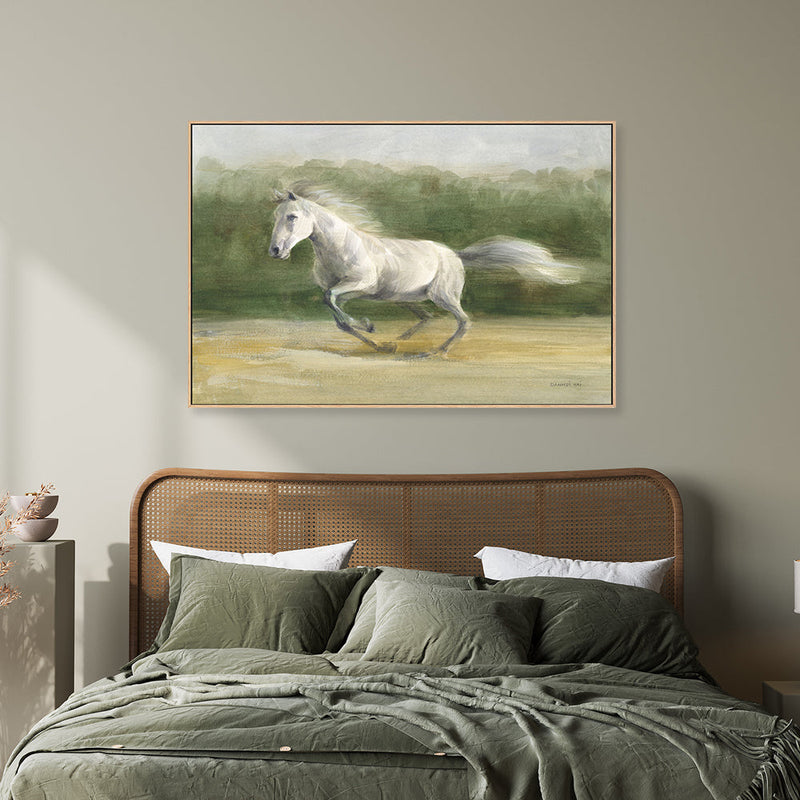 wall-art-print-canvas-poster-framed-White Stallion , By Danhui Nai-GIOIA-WALL-ART