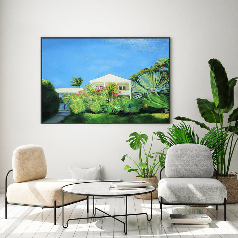 wall-art-print-canvas-poster-framed-White Villa , By Ieva Baklane-GIOIA-WALL-ART