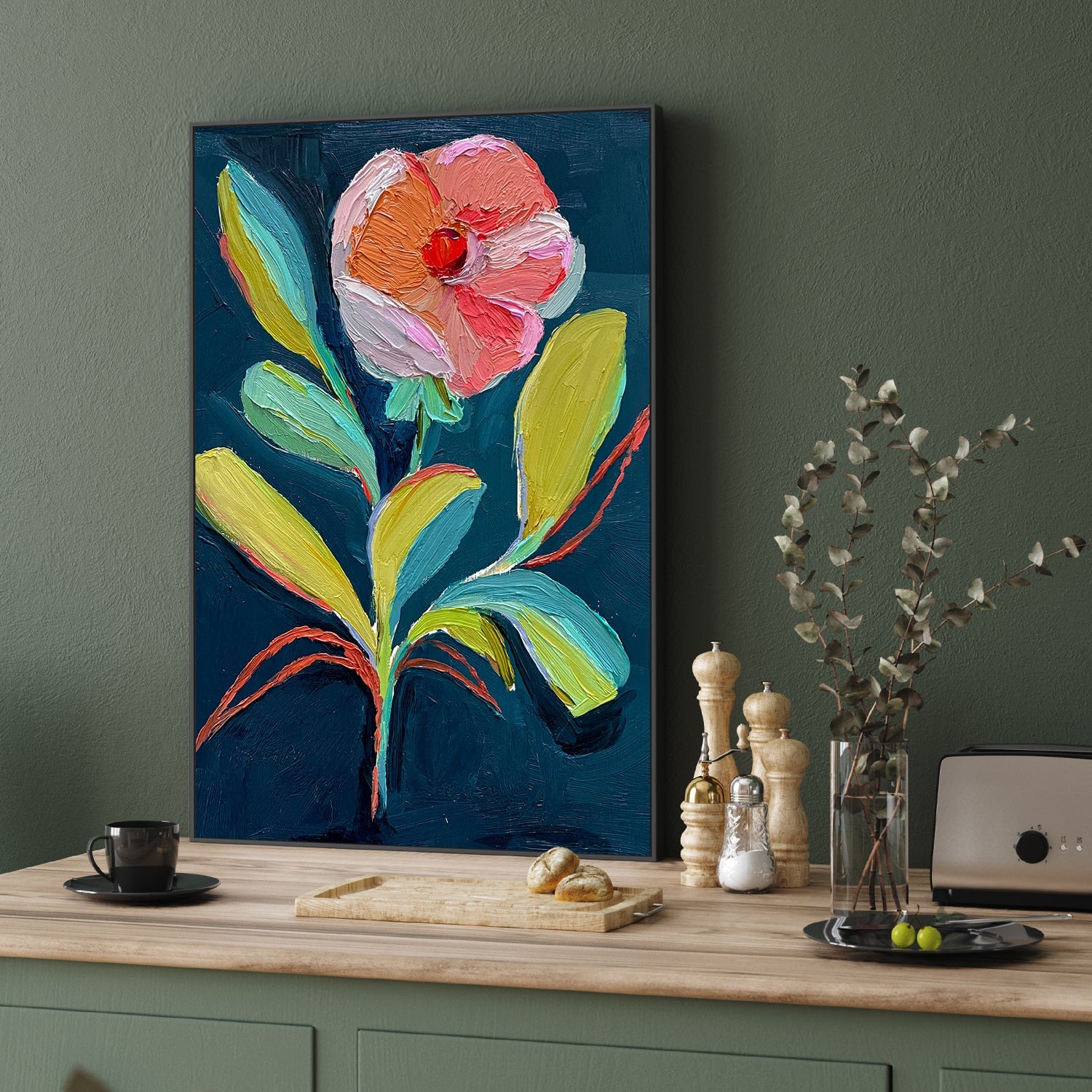 wall-art-print-canvas-poster-framed-Wild Bloomon Blue , By Kelly Angelovic-2