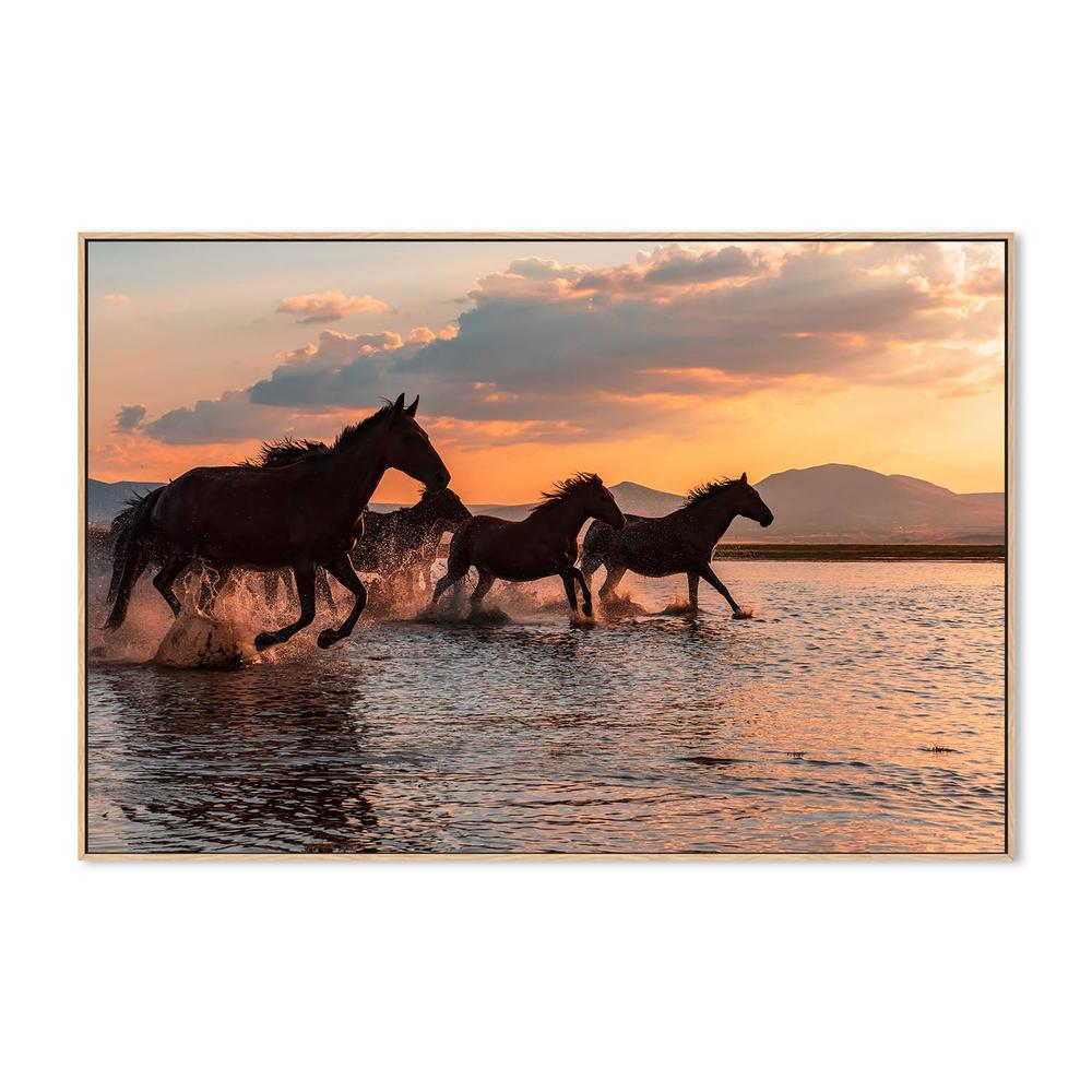 wall-art-print-canvas-poster-framed-Wild Horses Sunset Run-4