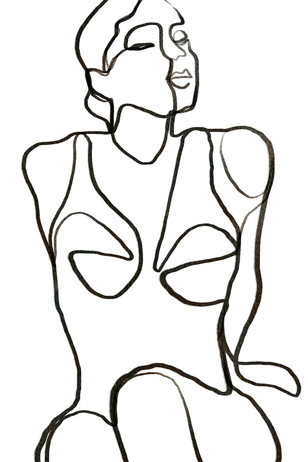 wall-art-print-canvas-poster-framed-Woman Body Line Art-1