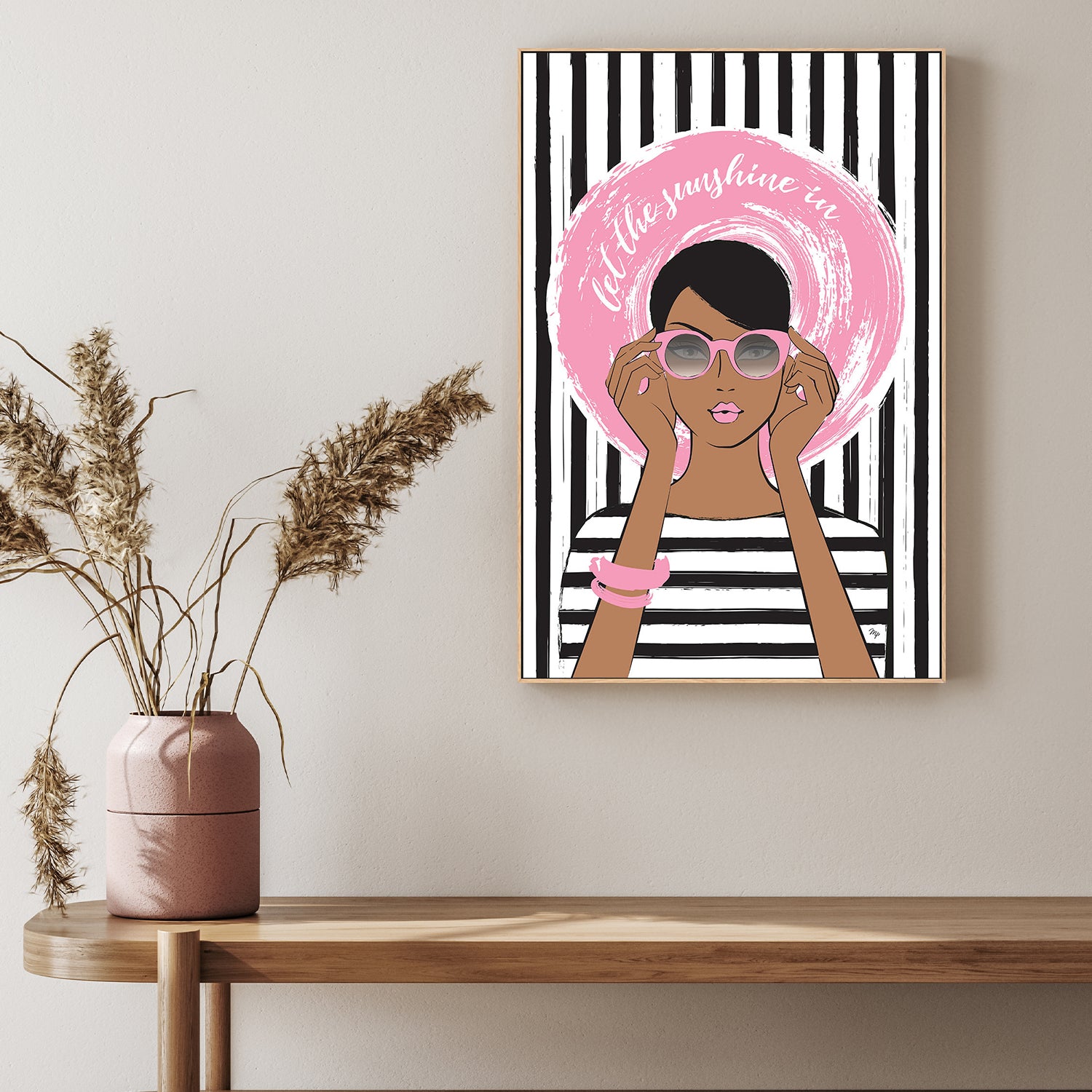 wall-art-print-canvas-poster-framed-Woman in Pink Sunglasses-8