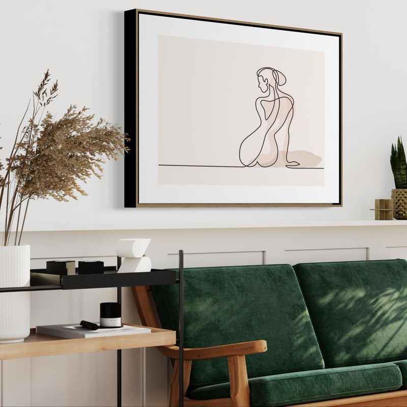 wall-art-print-canvas-poster-framed-Woman One Line Drawing, Body Illustration, Line Art-by-Gioia Wall Art-Gioia Wall Art