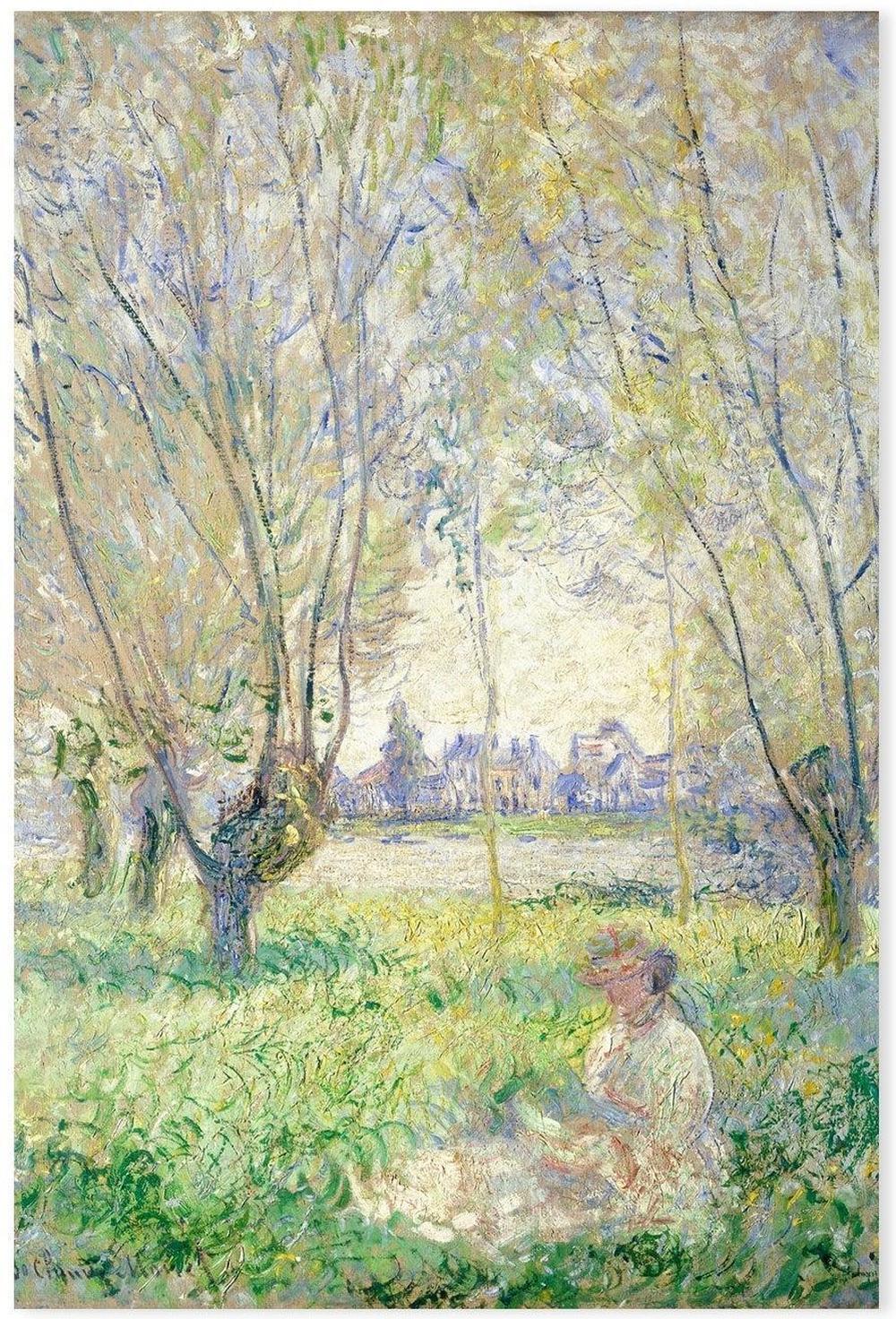 wall-art-print-canvas-poster-framed-Woman Sitting under the Willows 1880 , By Monet-by-Gioia Wall Art-Gioia Wall Art