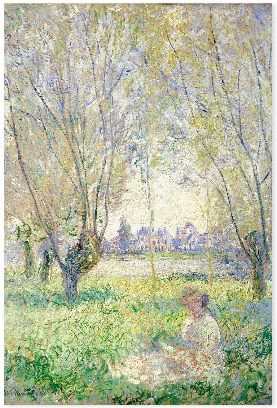 wall-art-print-canvas-poster-framed-Woman Sitting under the Willows 1880 , By Monet-by-Gioia Wall Art-Gioia Wall Art