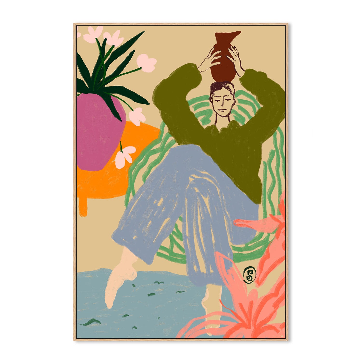 wall-art-print-canvas-poster-framed-Woman With A Vessel , By Sandra Poliakov-4