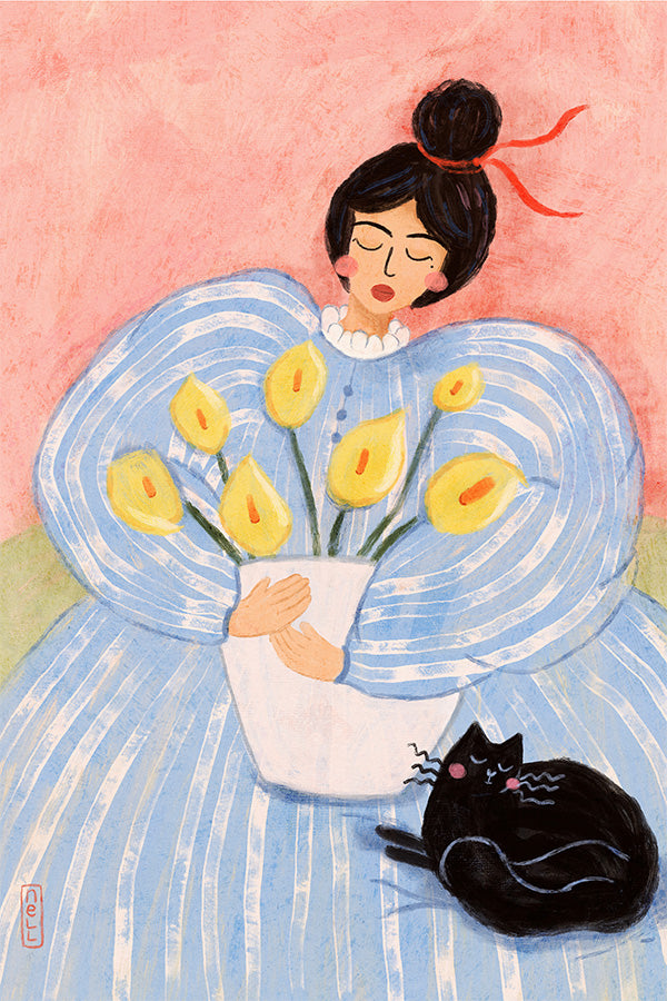 wall-art-print-canvas-poster-framed-Woman with Lillies-1