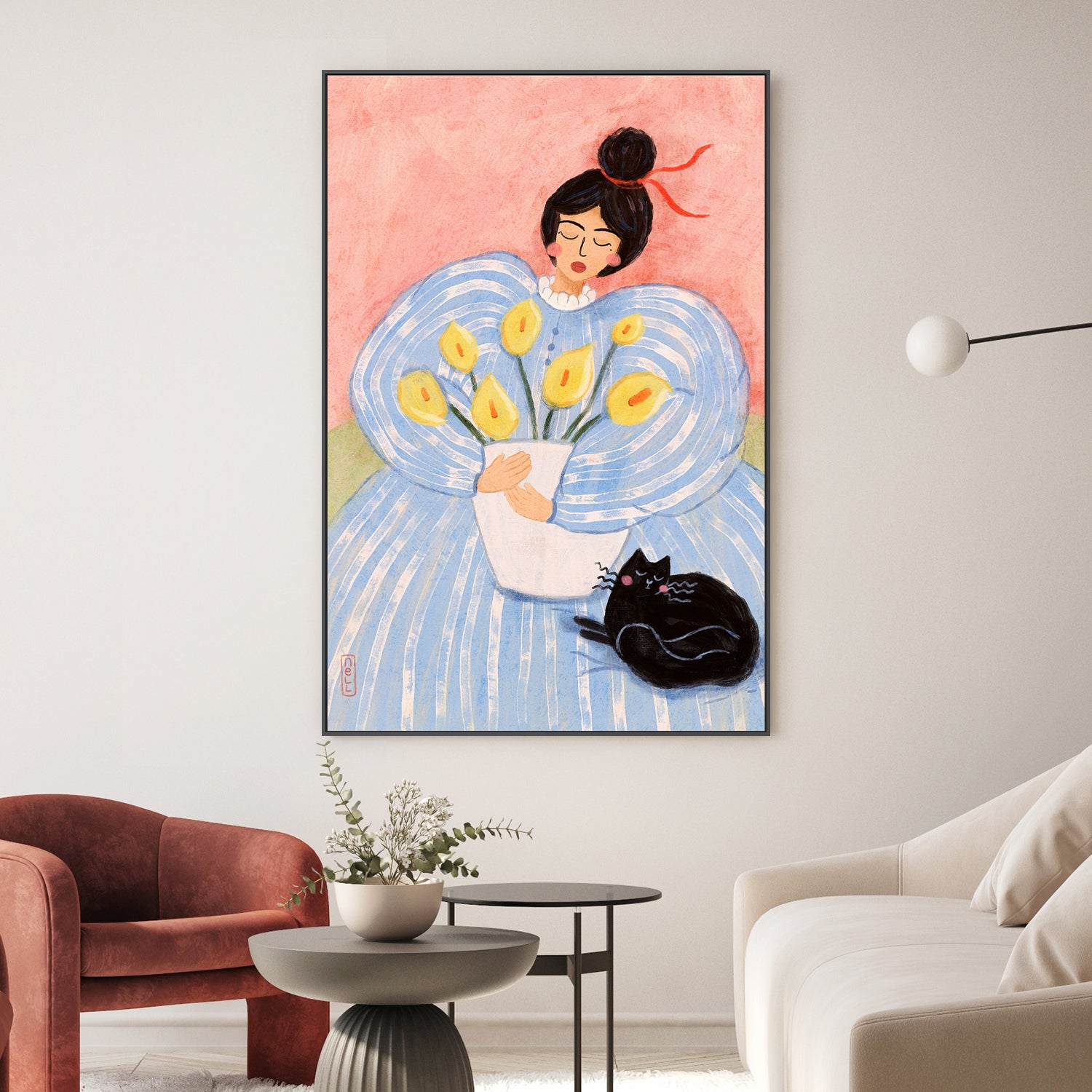 wall-art-print-canvas-poster-framed-Woman with Lillies-2