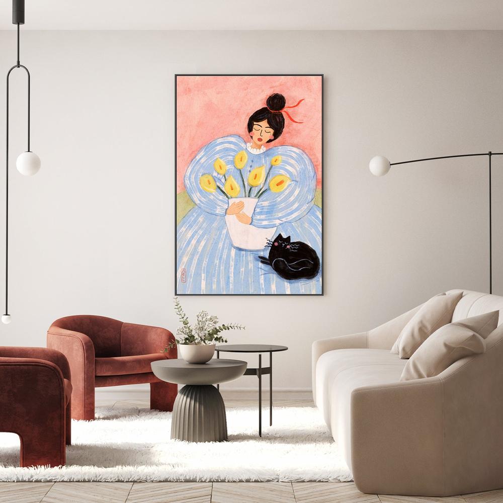 wall-art-print-canvas-poster-framed-Woman with Lillies-7