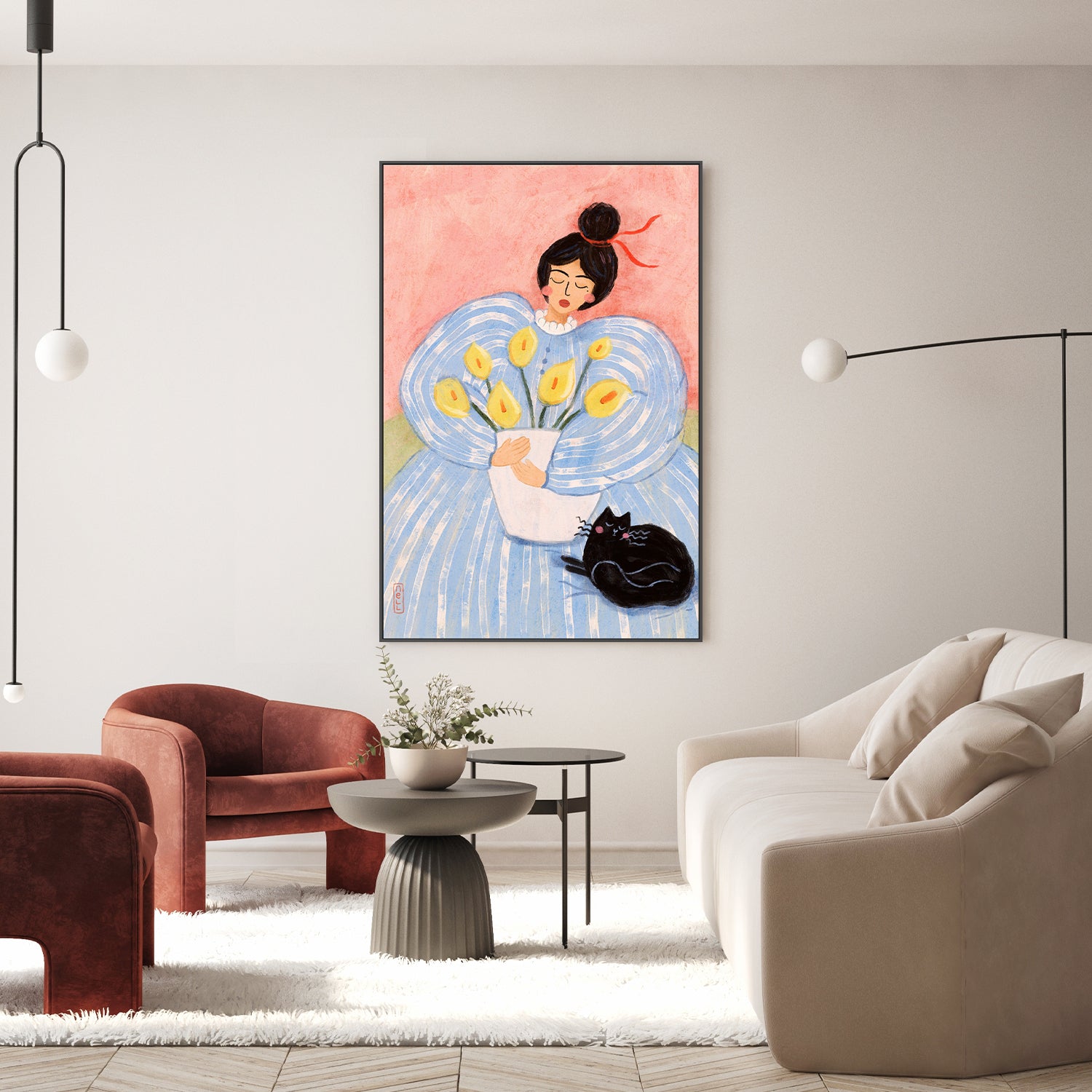 wall-art-print-canvas-poster-framed-Woman with Lillies-7