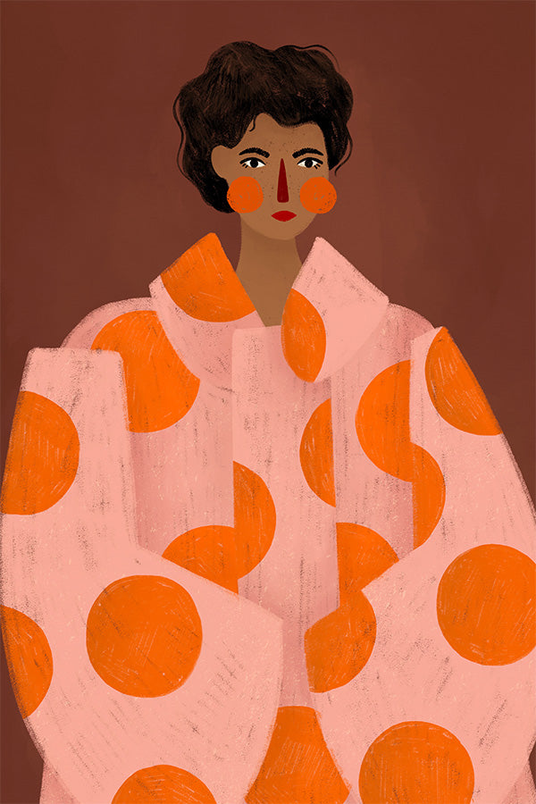 wall-art-print-canvas-poster-framed-Woman With Orange Dots-1