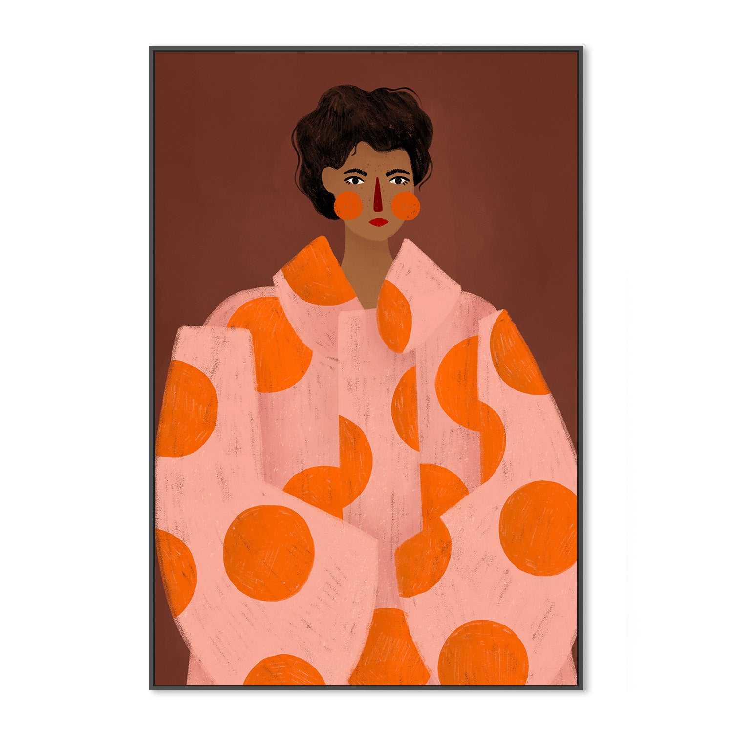 wall-art-print-canvas-poster-framed-Woman With Orange Dots-3