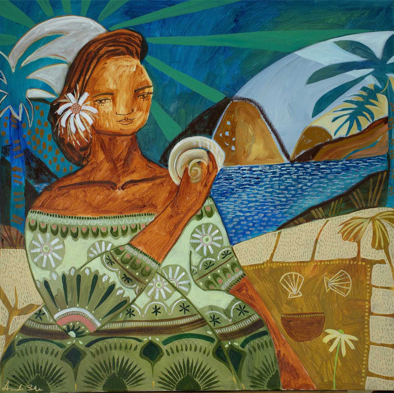 wall-art-print-canvas-poster-framed-Woman With Shell , By Amanda Skye-1