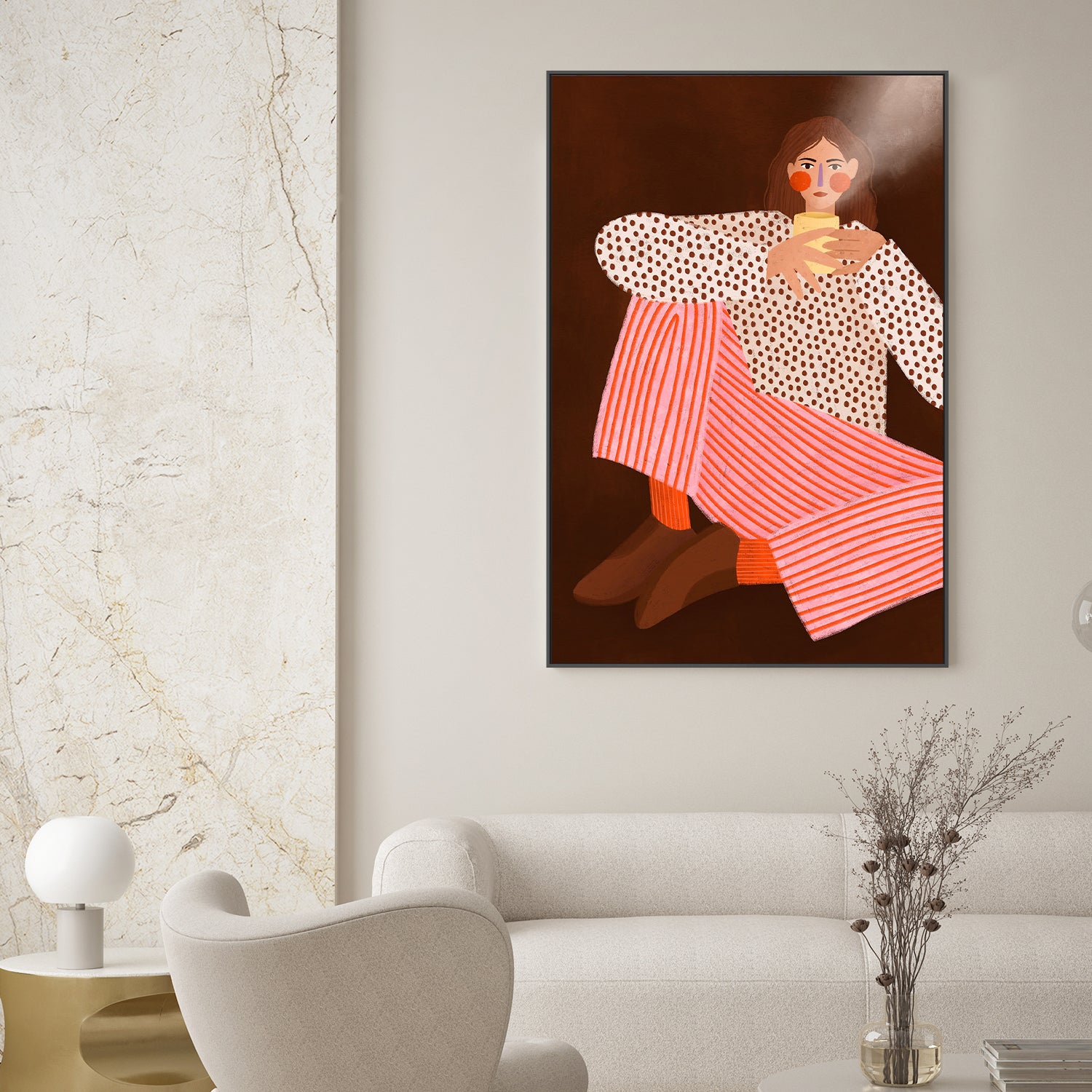 wall-art-print-canvas-poster-framed-Woman With the Cup of Tea-2