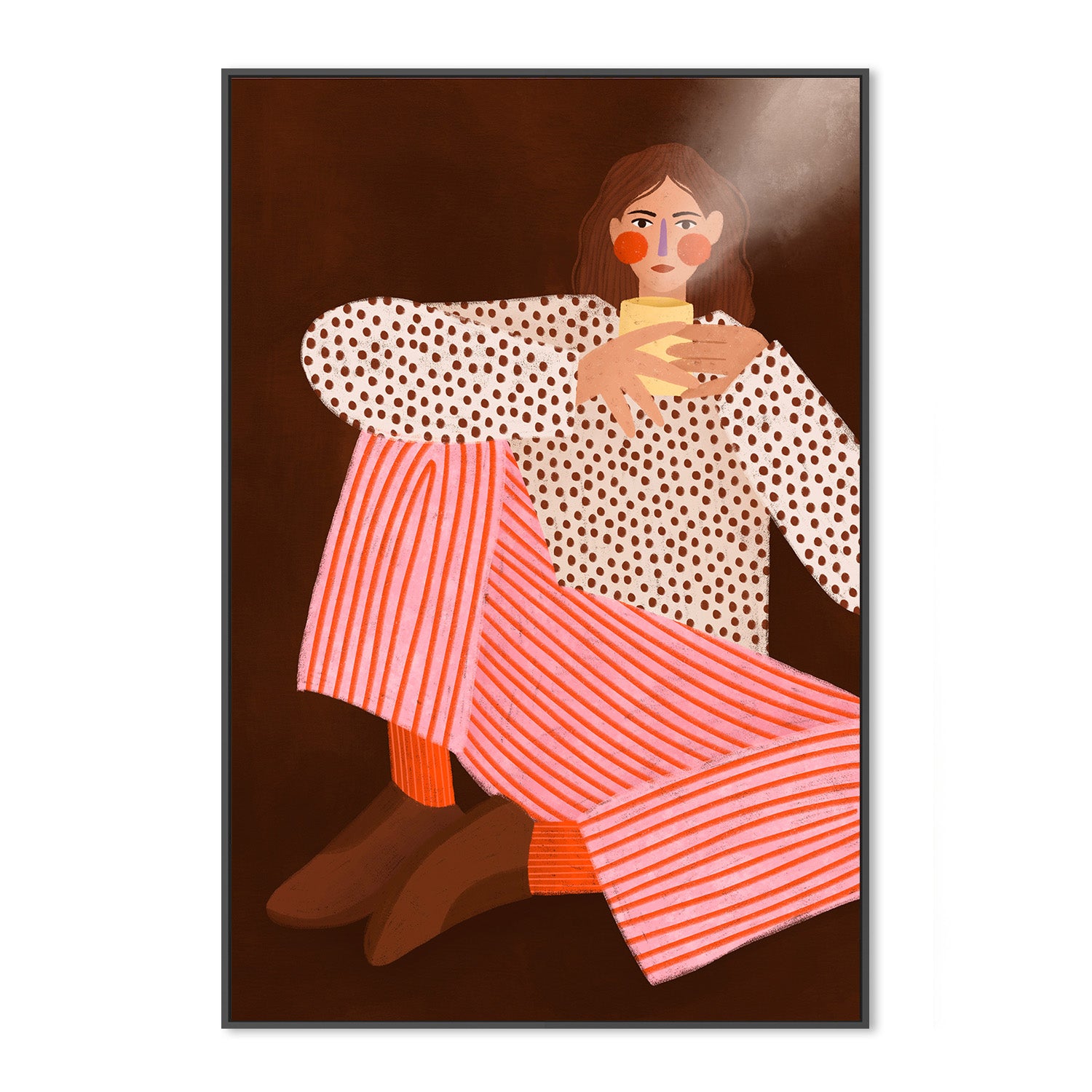 wall-art-print-canvas-poster-framed-Woman With the Cup of Tea-3