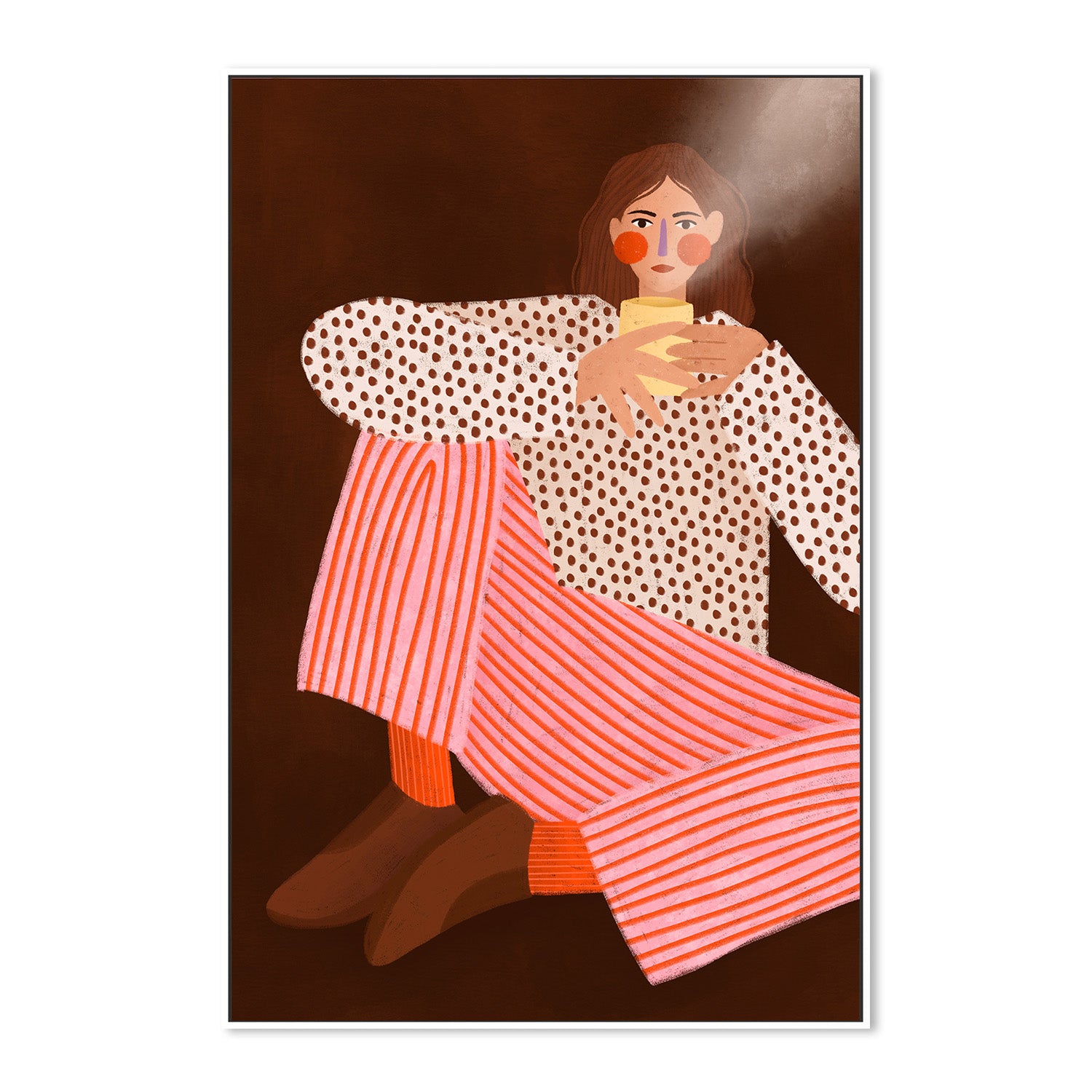 wall-art-print-canvas-poster-framed-Woman With the Cup of Tea-5