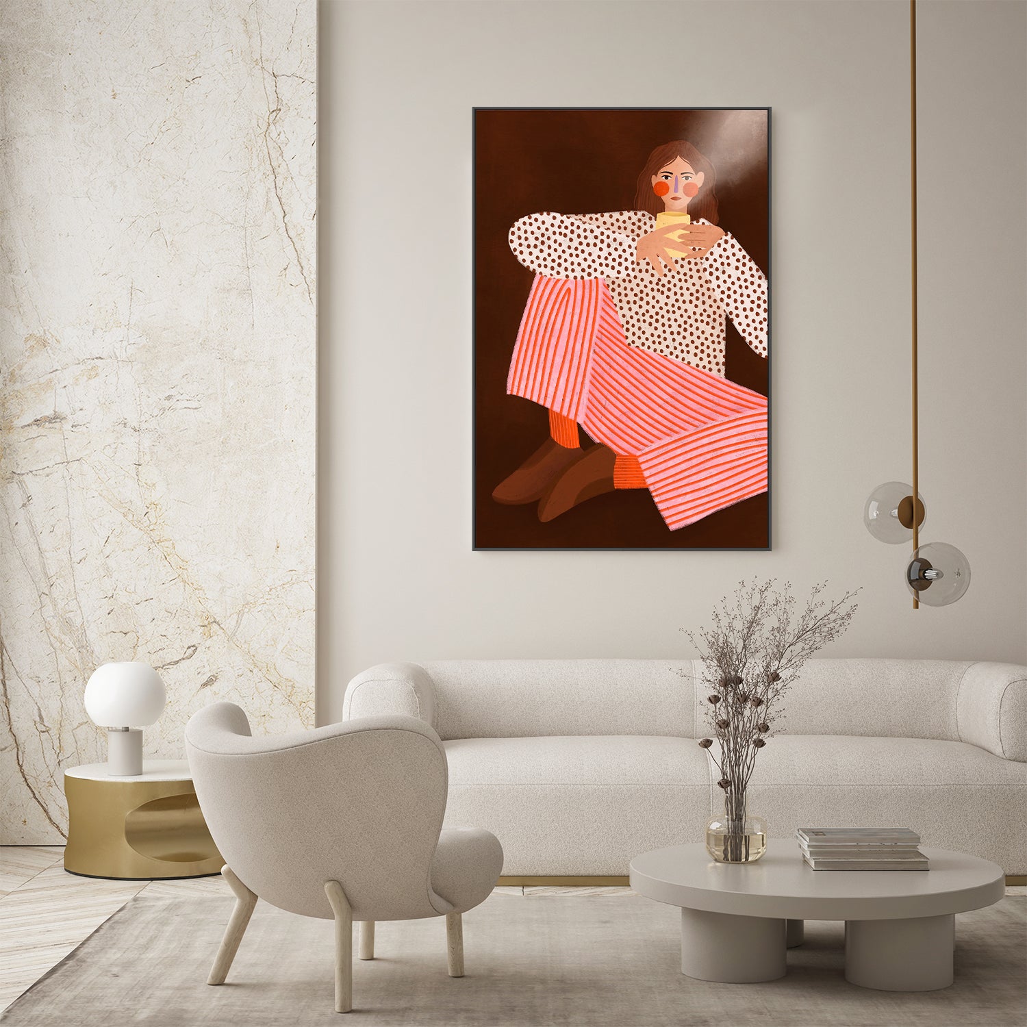 wall-art-print-canvas-poster-framed-Woman With the Cup of Tea-7