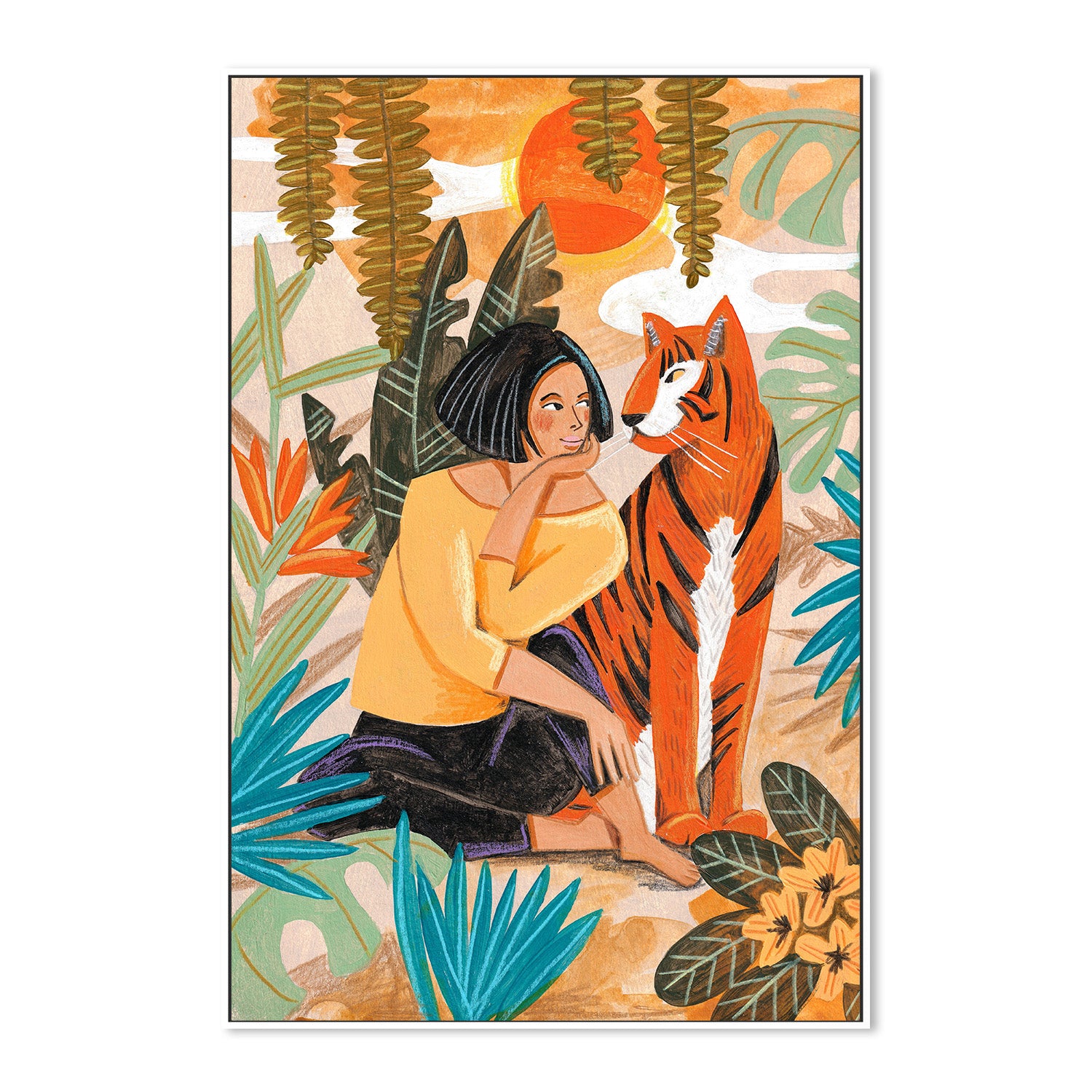 wall-art-print-canvas-poster-framed-Woman with Tiger-5