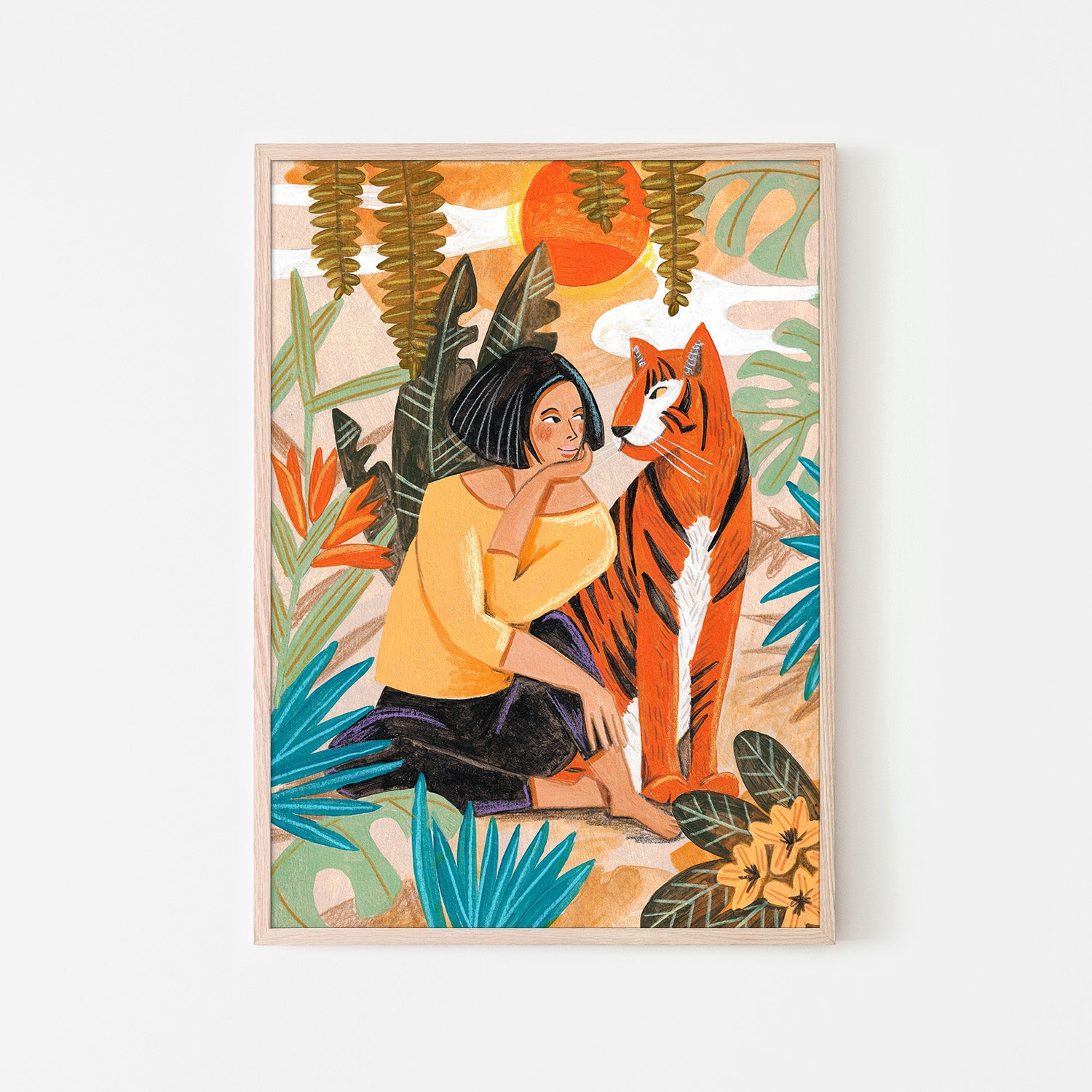 wall-art-print-canvas-poster-framed-Woman with Tiger-6