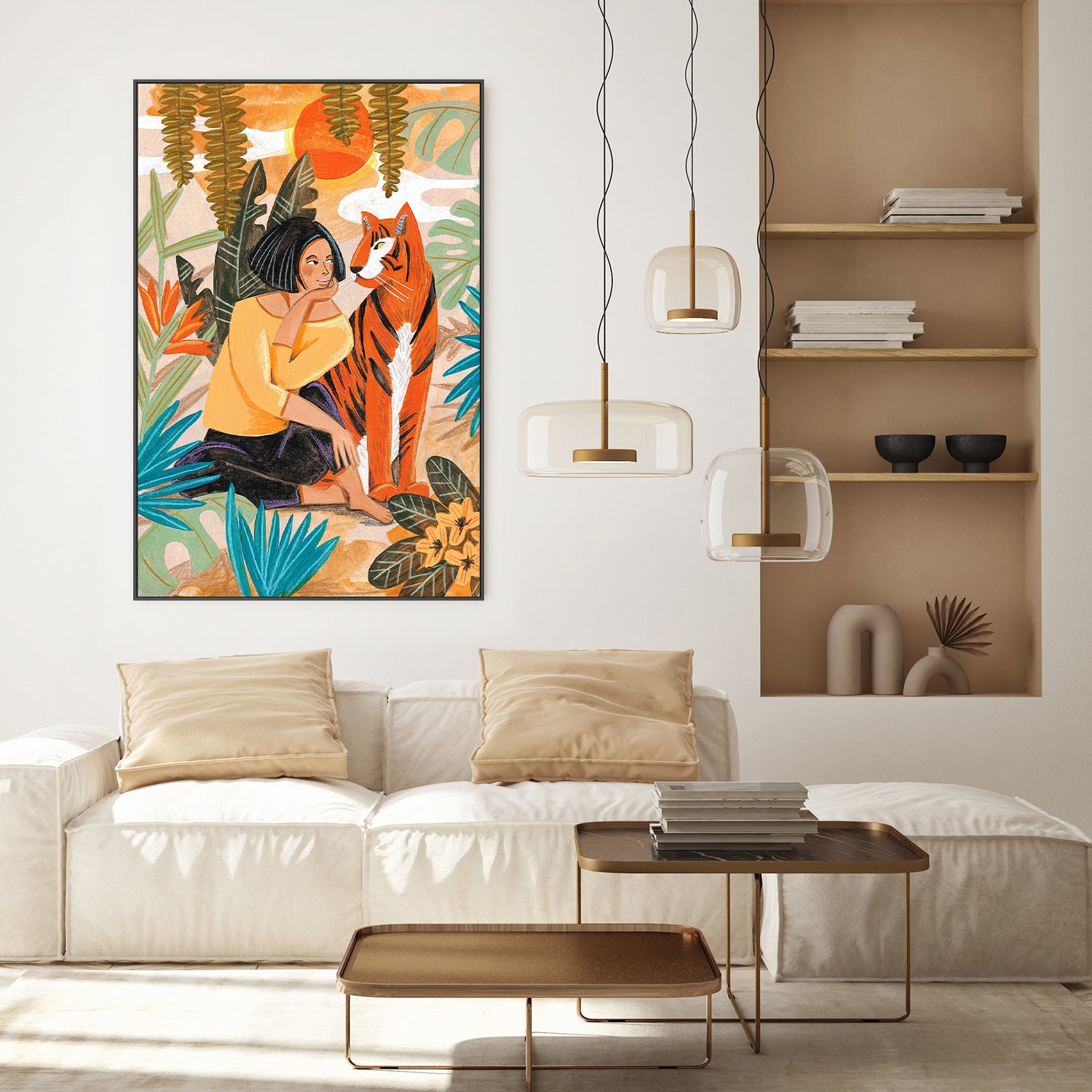 wall-art-print-canvas-poster-framed-Woman with Tiger-8