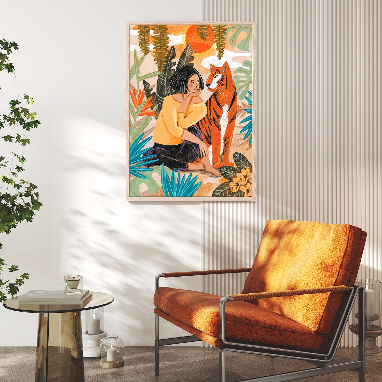 wall-art-print-canvas-poster-framed-Woman with Tiger-9