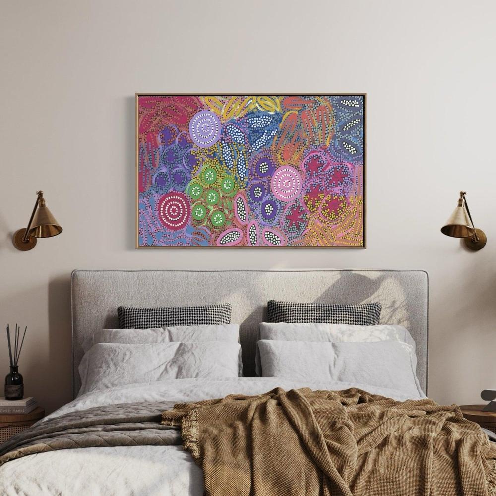 wall-art-print-canvas-poster-framed-Woman's Ceremony Dreaming-by-Michelle Possum Nungurrayi-Gioia Wall Art