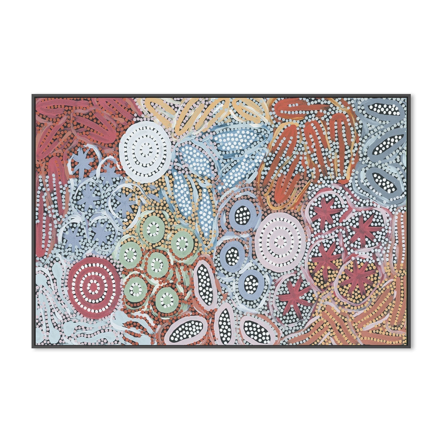 wall-art-print-canvas-poster-framed-Woman's Ceremony Dreaming, Style A-by-Michelle Possum Nungurrayi-Gioia Wall Art