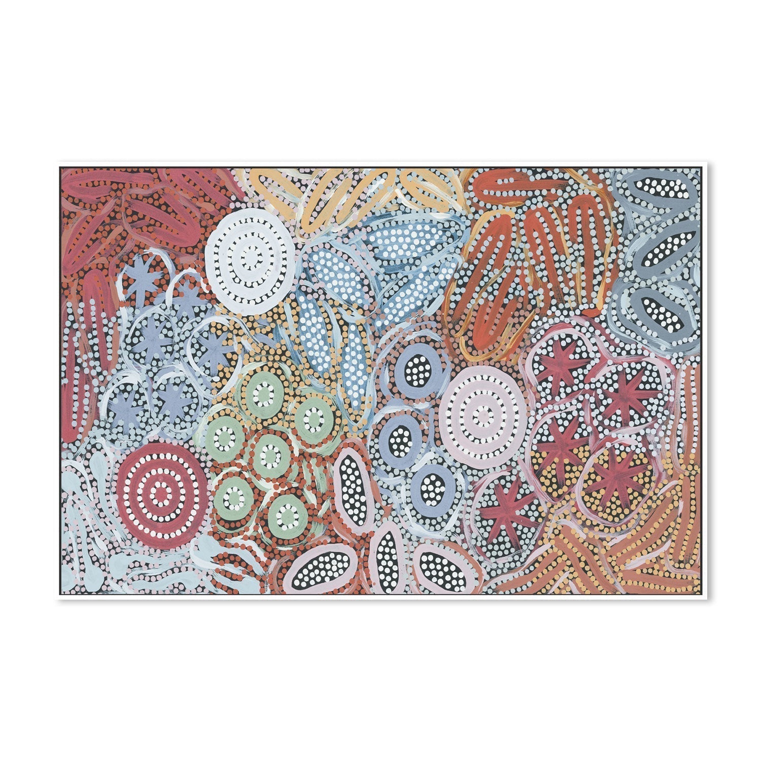wall-art-print-canvas-poster-framed-Woman's Ceremony Dreaming, Style A-by-Michelle Possum Nungurrayi-Gioia Wall Art