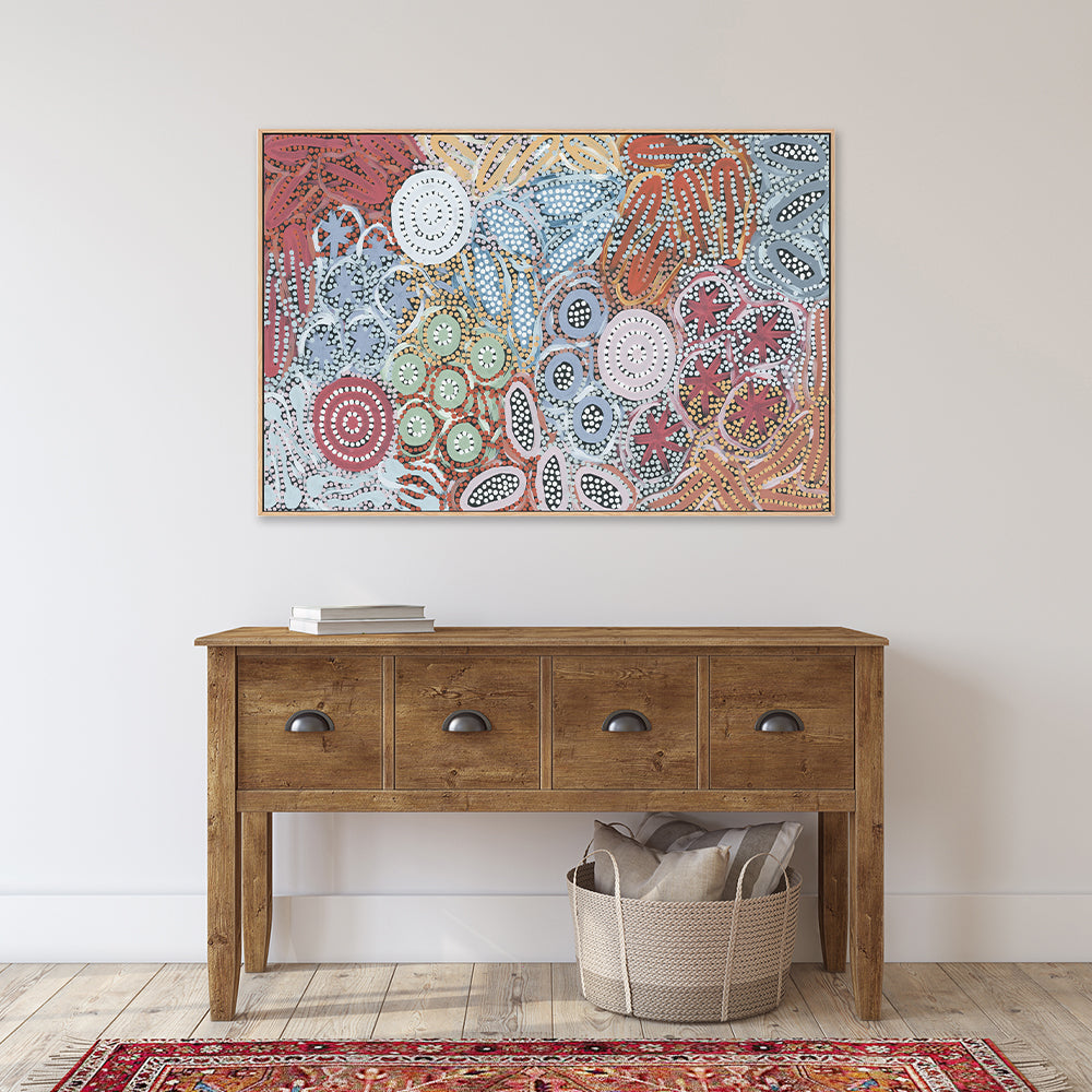wall-art-print-canvas-poster-framed-Woman's Ceremony Dreaming, Style A-by-Michelle Possum Nungurrayi-Gioia Wall Art