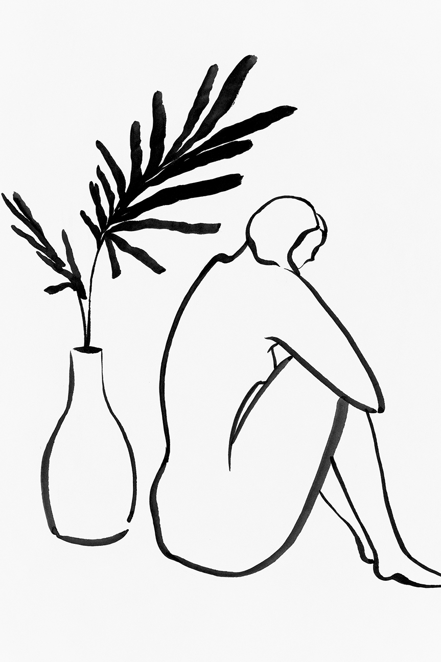 wall-art-print-canvas-poster-framed-Women And Vase-1