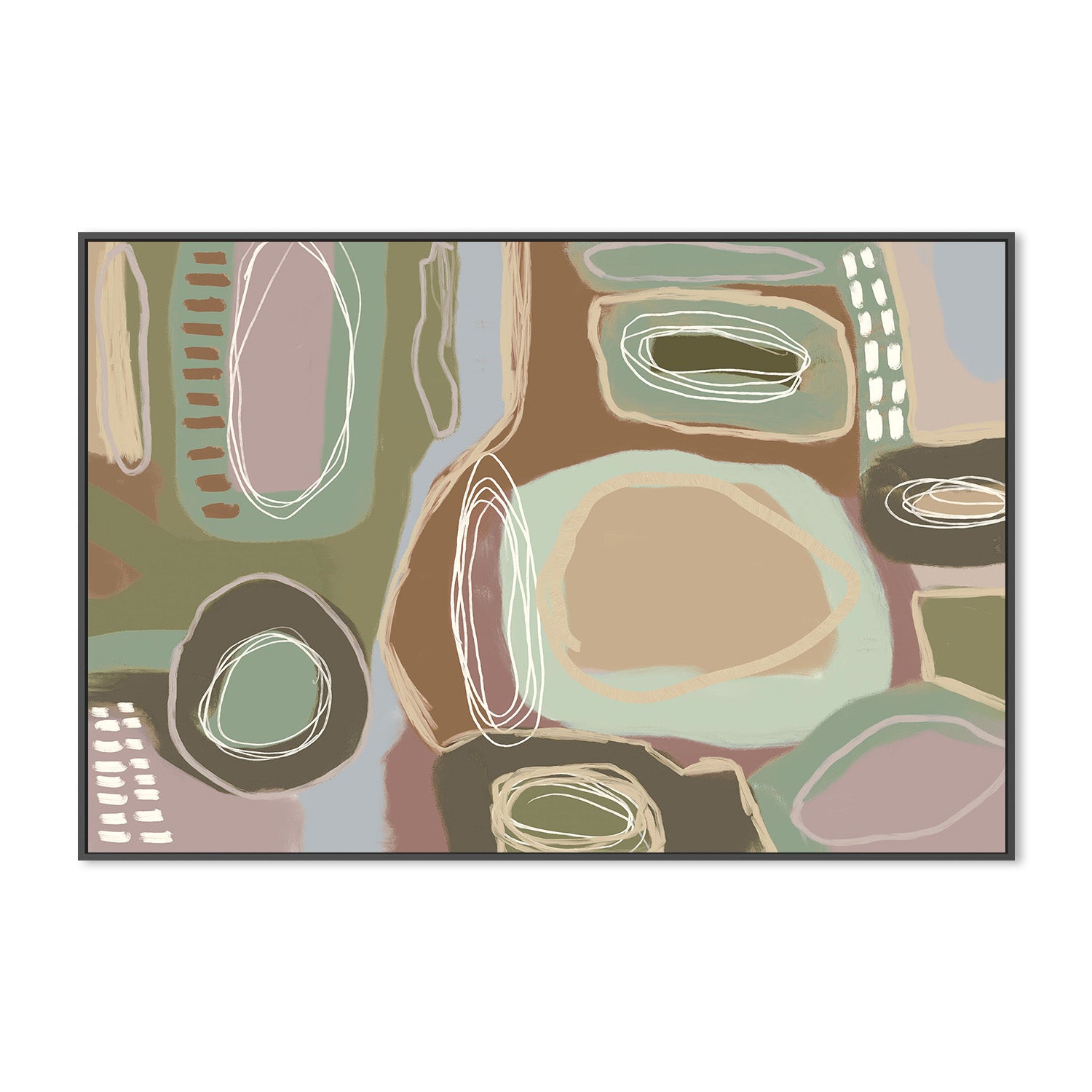 wall-art-print-canvas-poster-framed-Wondering, Brown and Green, Pastel-3