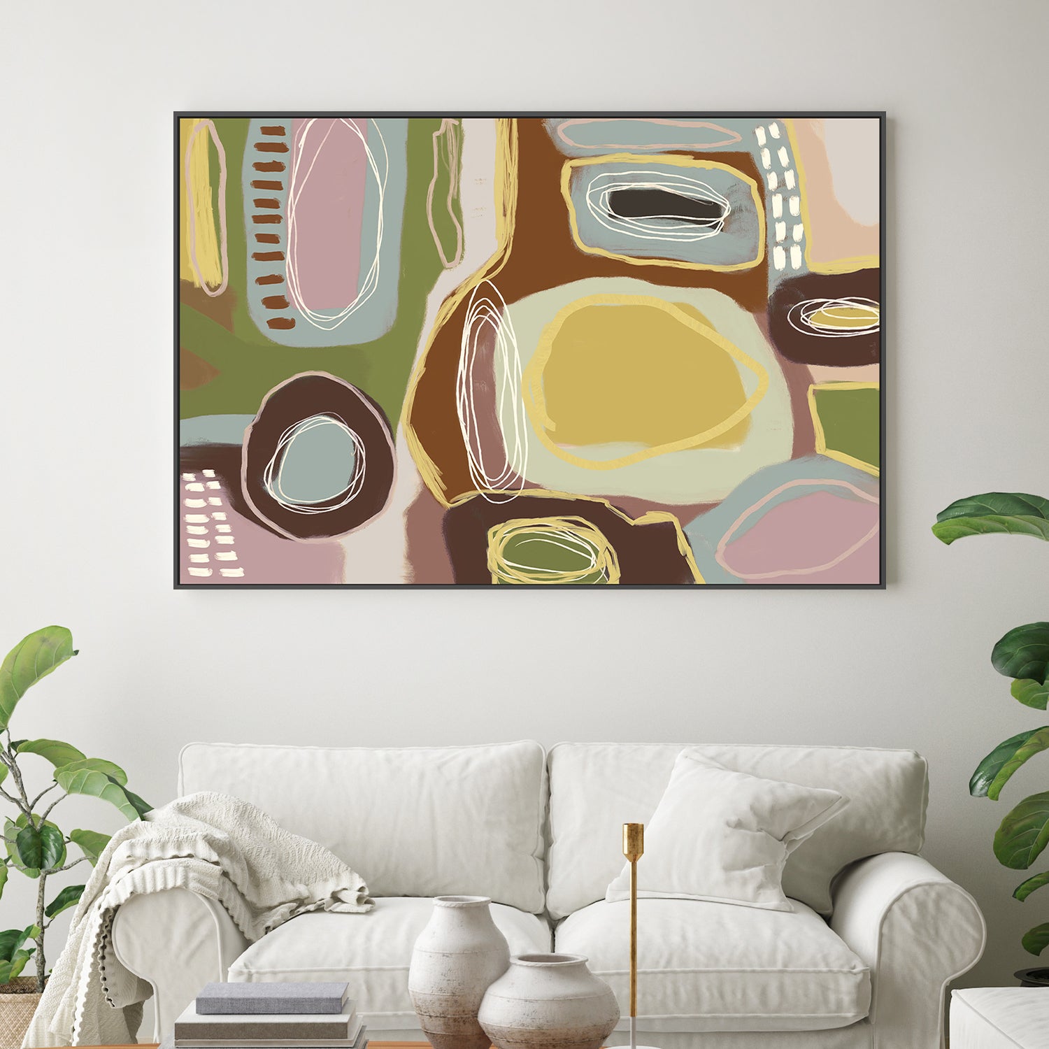 wall-art-print-canvas-poster-framed-Wondering, Brown Green and Yellow-2