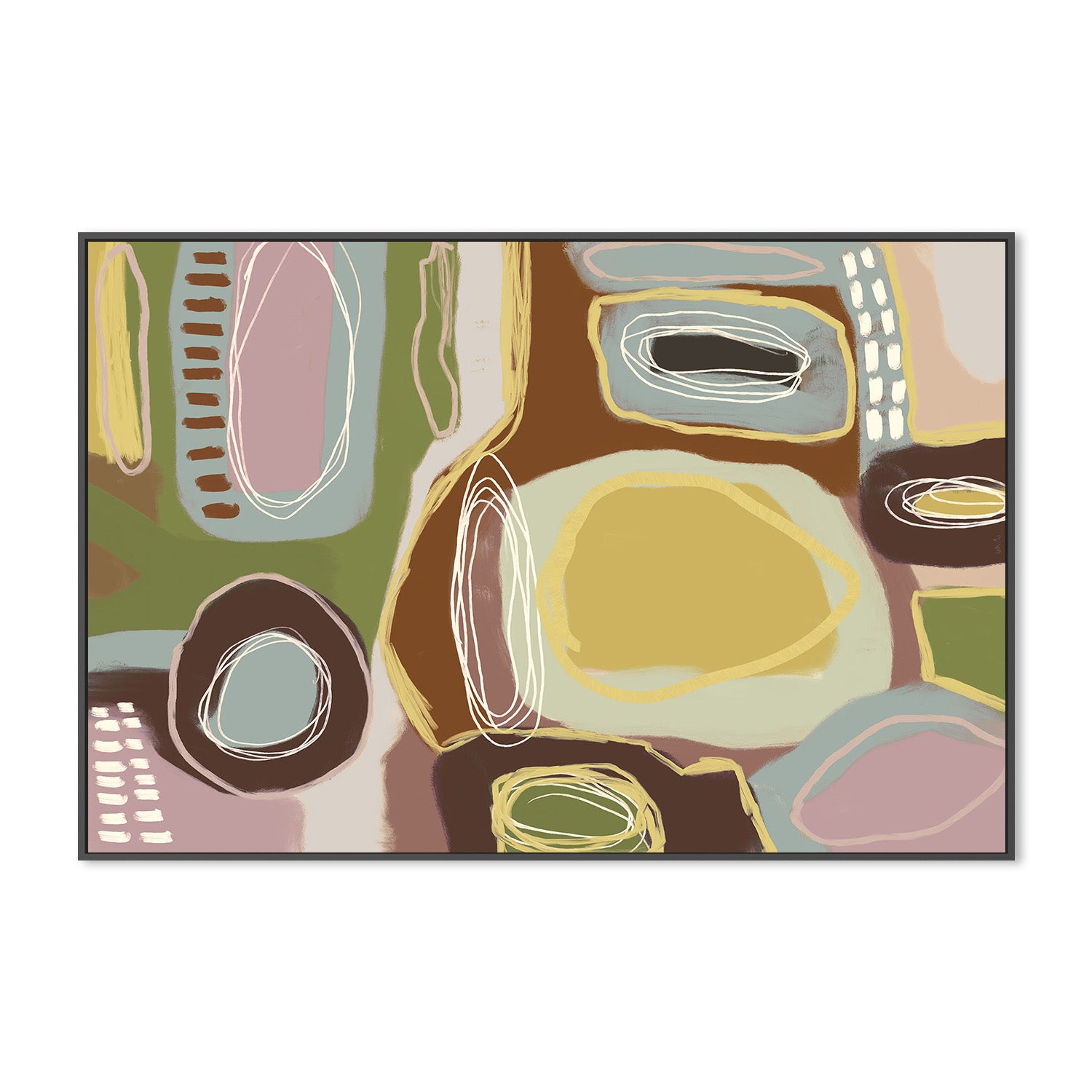 wall-art-print-canvas-poster-framed-Wondering, Brown Green and Yellow-3