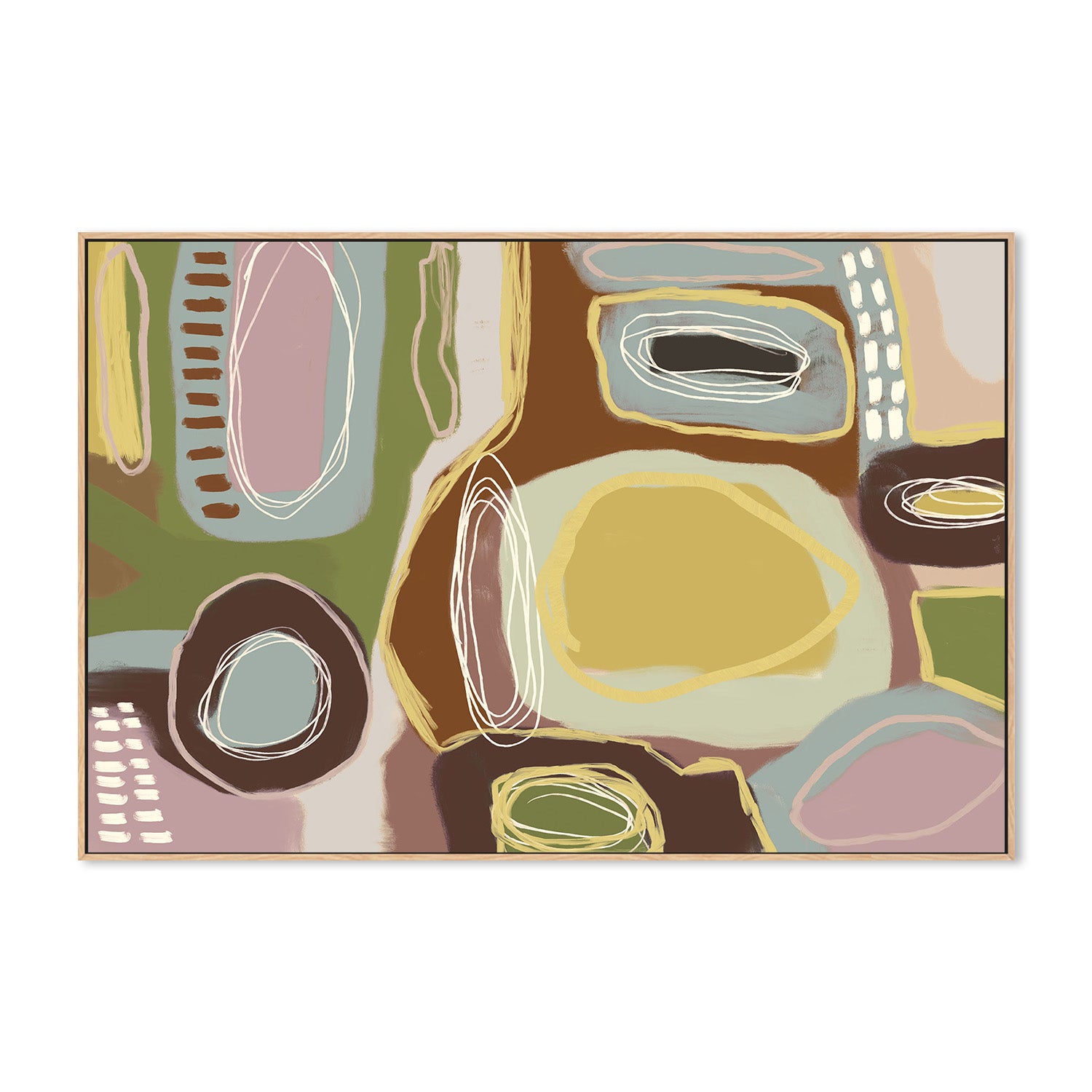 wall-art-print-canvas-poster-framed-Wondering, Brown Green and Yellow-4
