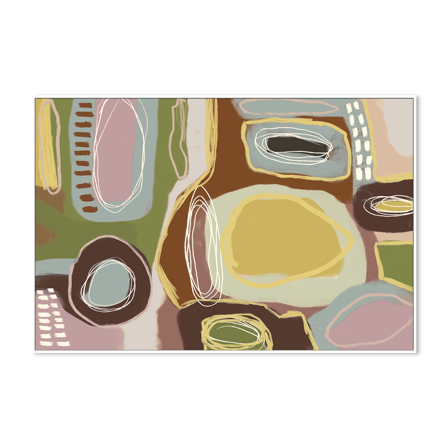 wall-art-print-canvas-poster-framed-Wondering, Brown Green and Yellow-5