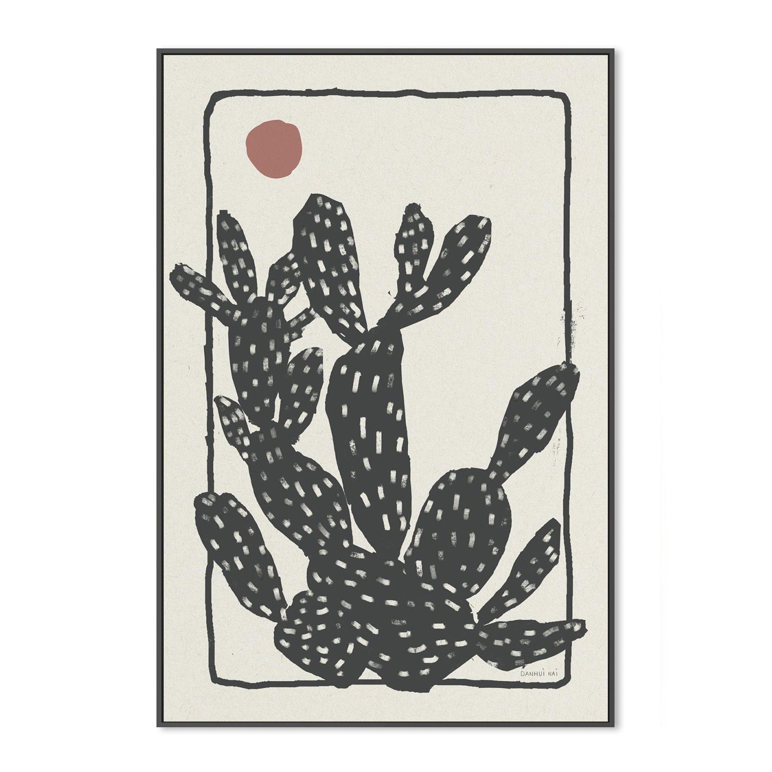 wall-art-print-canvas-poster-framed-Woodcut Cactus, Style A-3