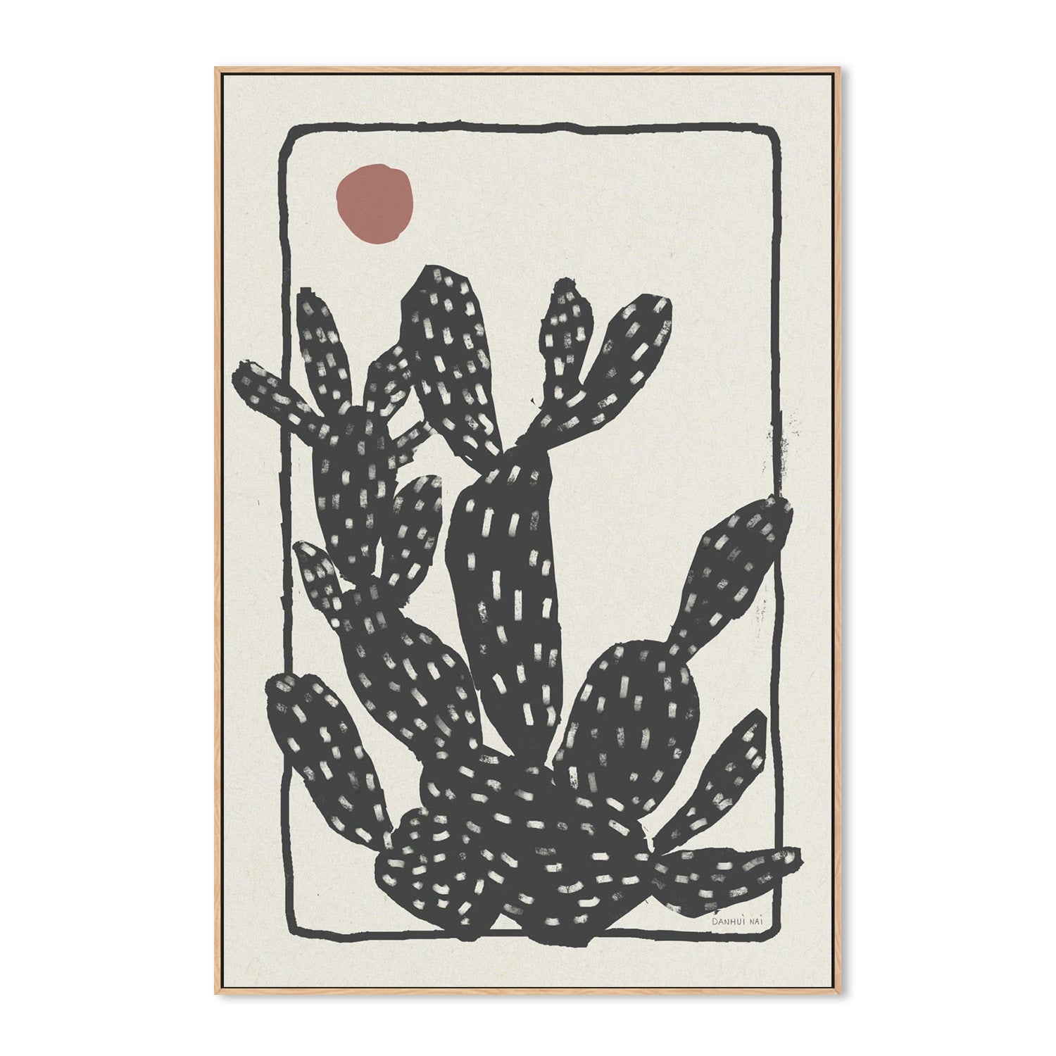 wall-art-print-canvas-poster-framed-Woodcut Cactus, Style A-4
