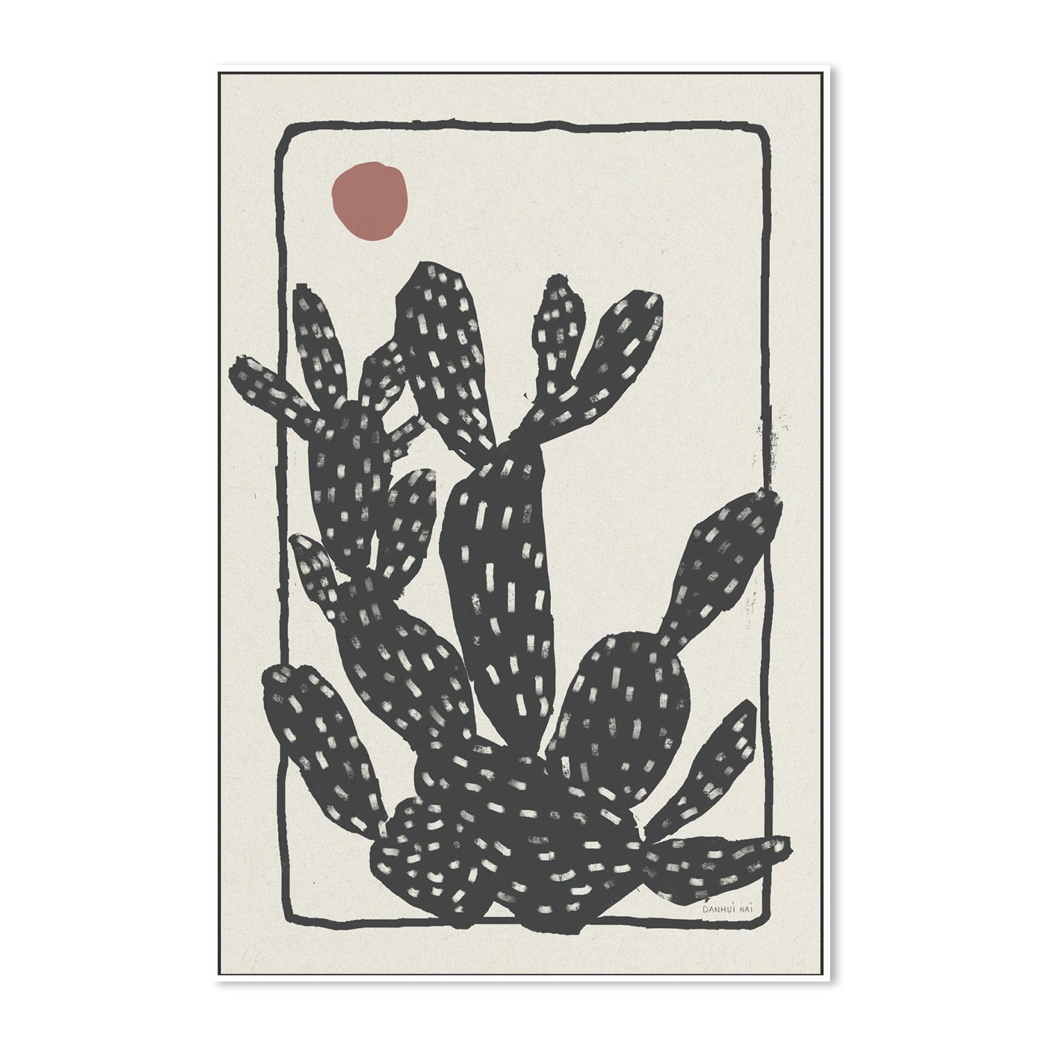 wall-art-print-canvas-poster-framed-Woodcut Cactus, Style A-5