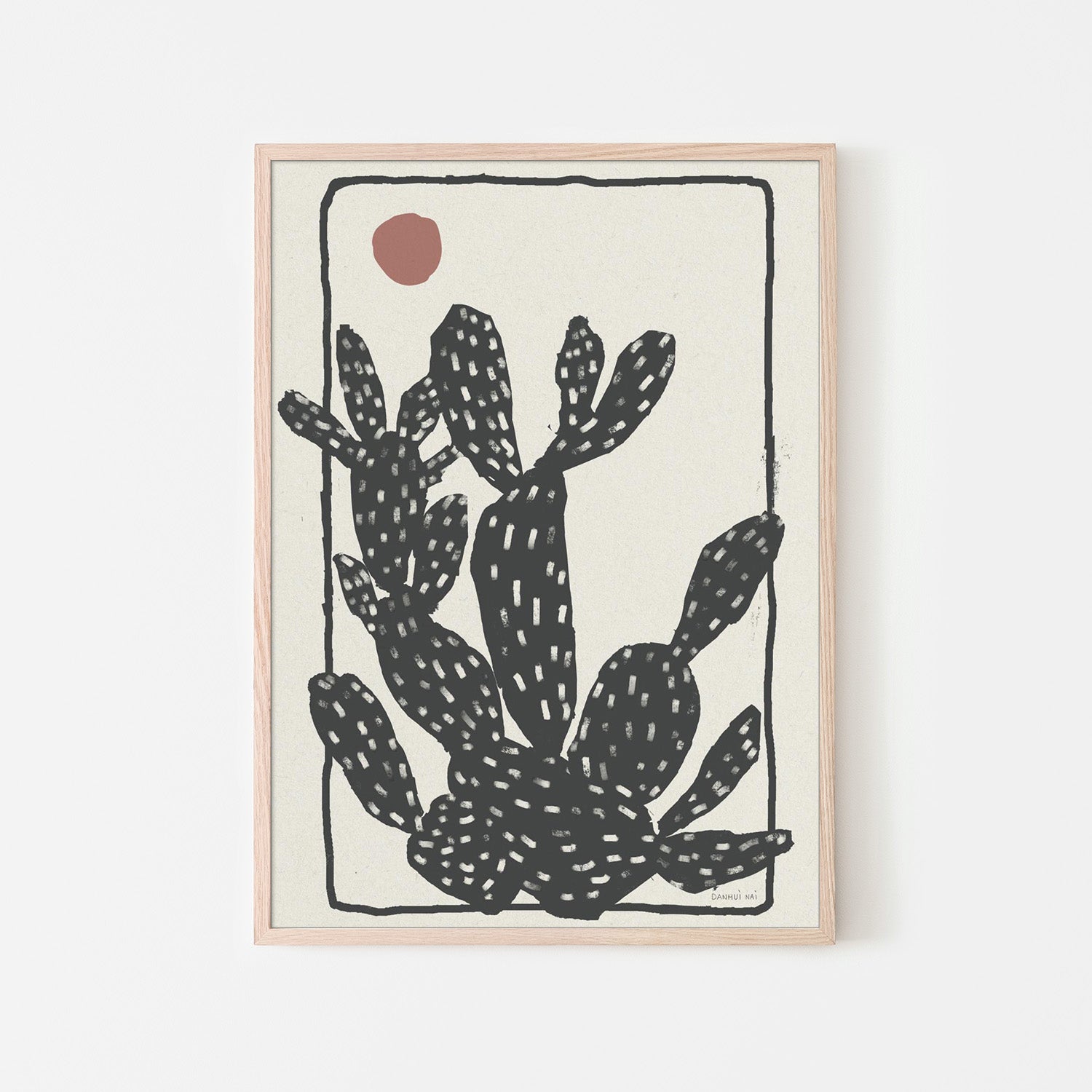 wall-art-print-canvas-poster-framed-Woodcut Cactus, Style A-6