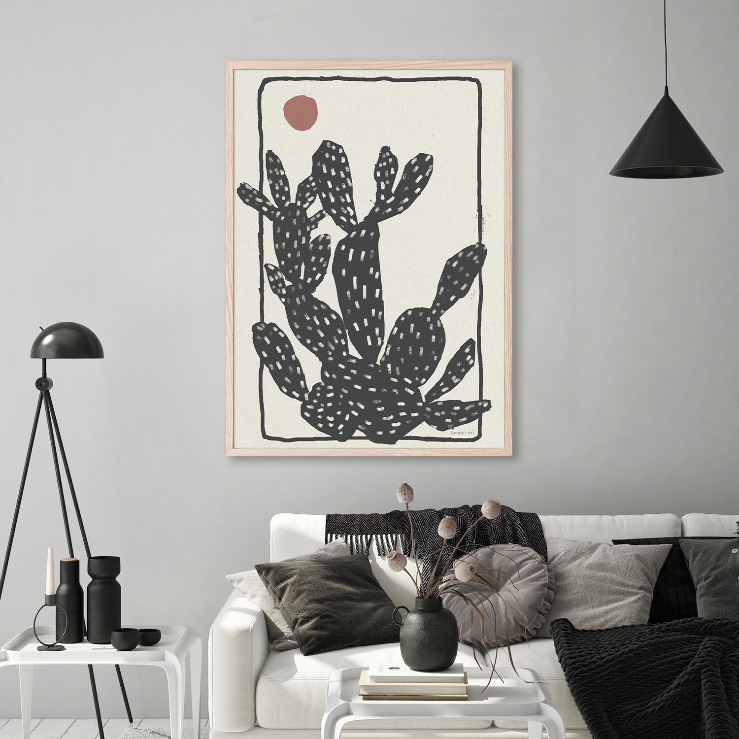 wall-art-print-canvas-poster-framed-Woodcut Cactus, Style A-8