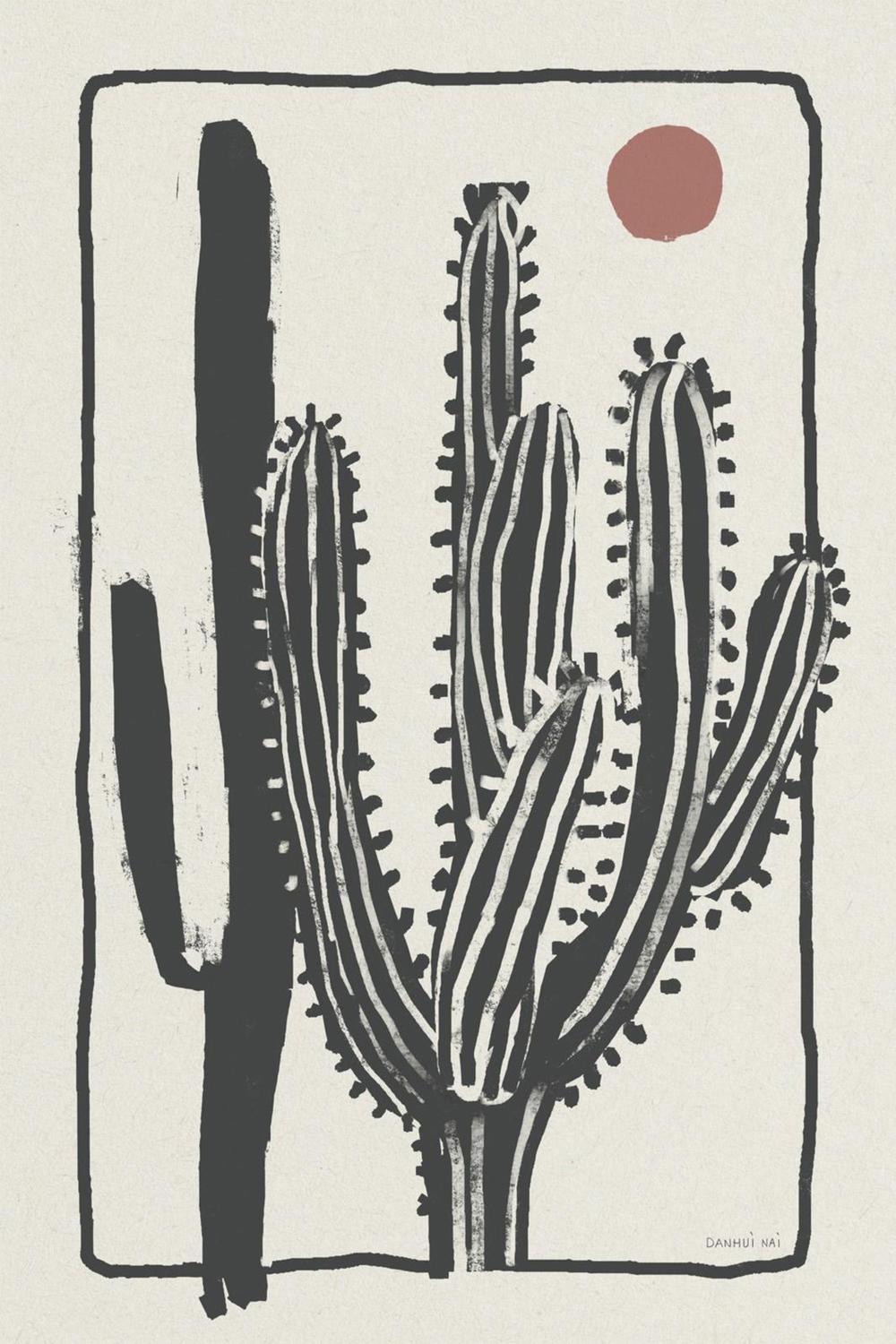 wall-art-print-canvas-poster-framed-Woodcut Cactus, Style A & B, Set Of 2-13