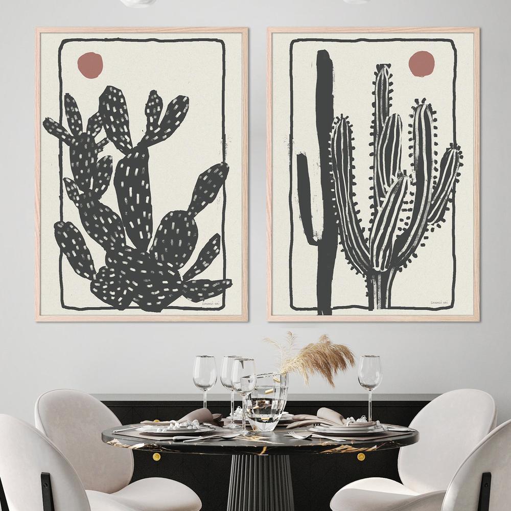 wall-art-print-canvas-poster-framed-Woodcut Cactus, Style A & B, Set Of 2-7