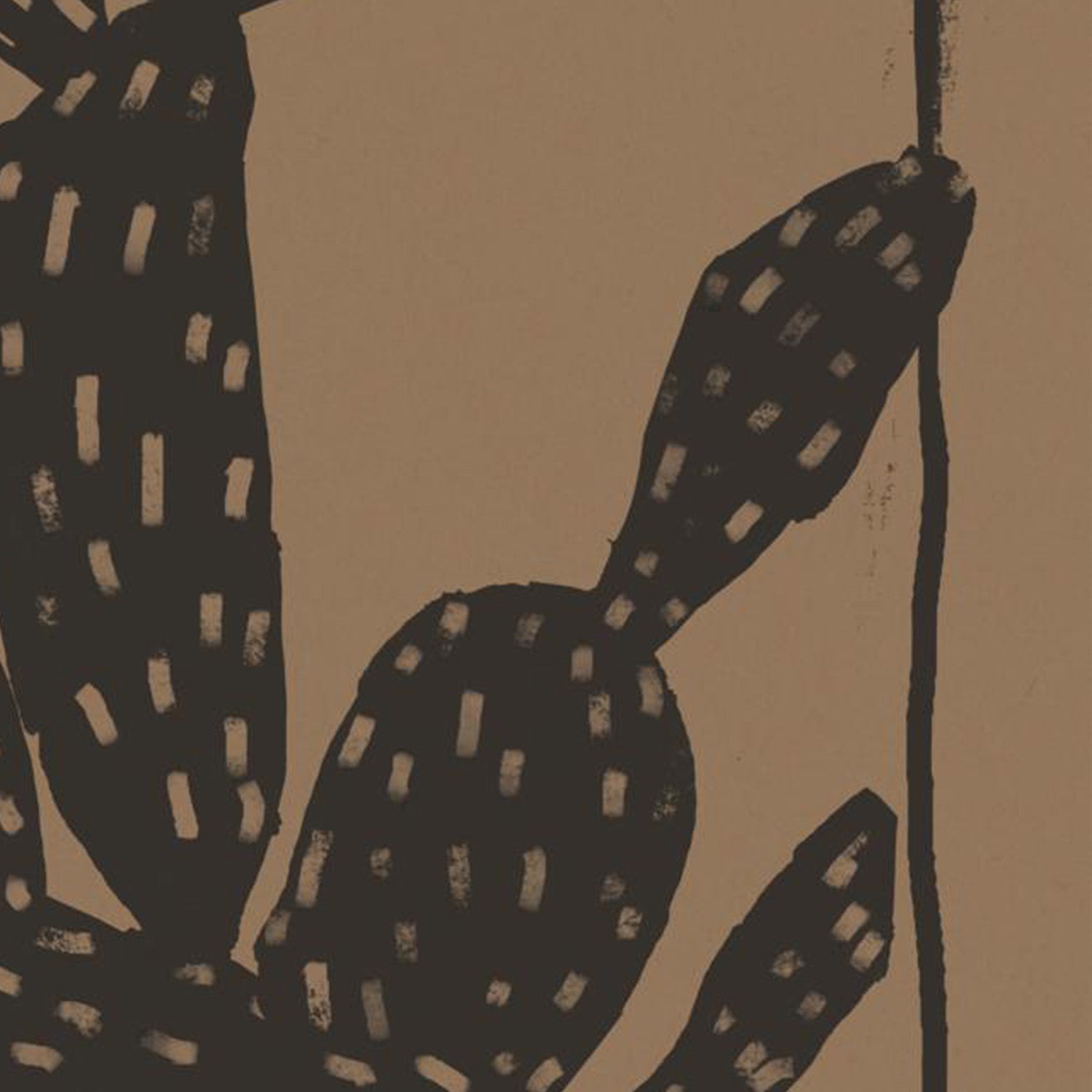 wall-art-print-canvas-poster-framed-Woodcut Cactus, Style A, Natural-11
