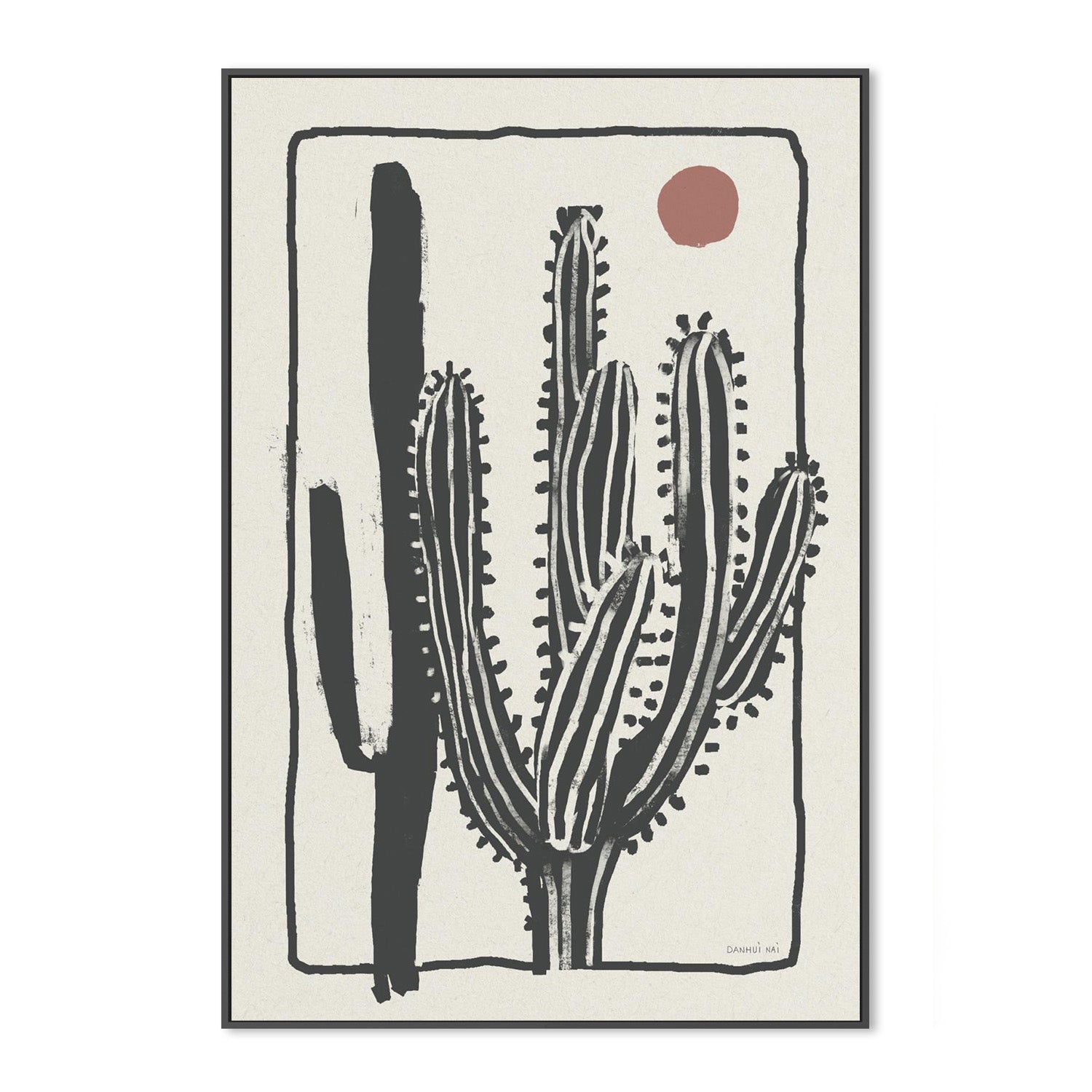 wall-art-print-canvas-poster-framed-Woodcut Cactus , Style B-3