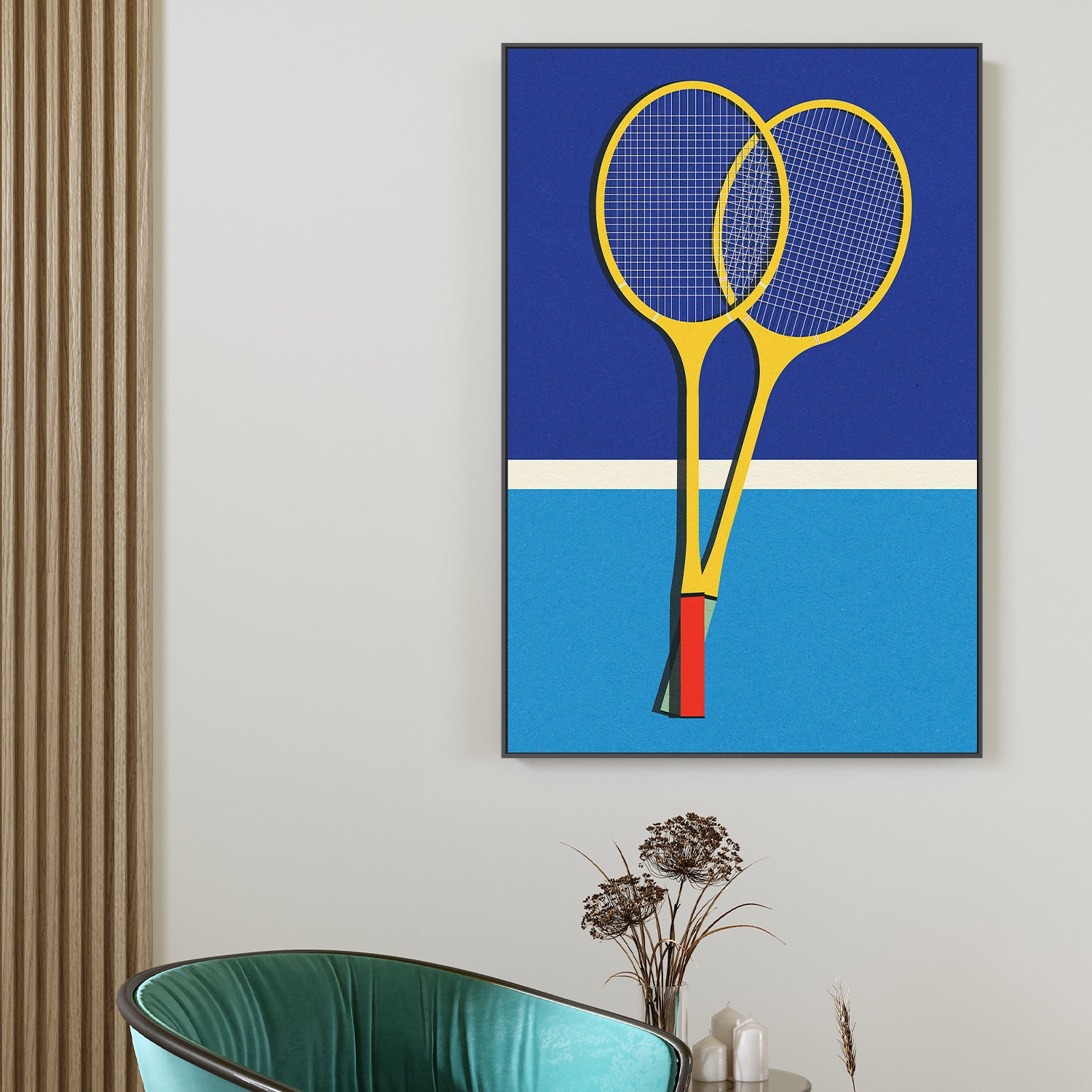 wall-art-print-canvas-poster-framed-Wooden Badminton Rackets-2