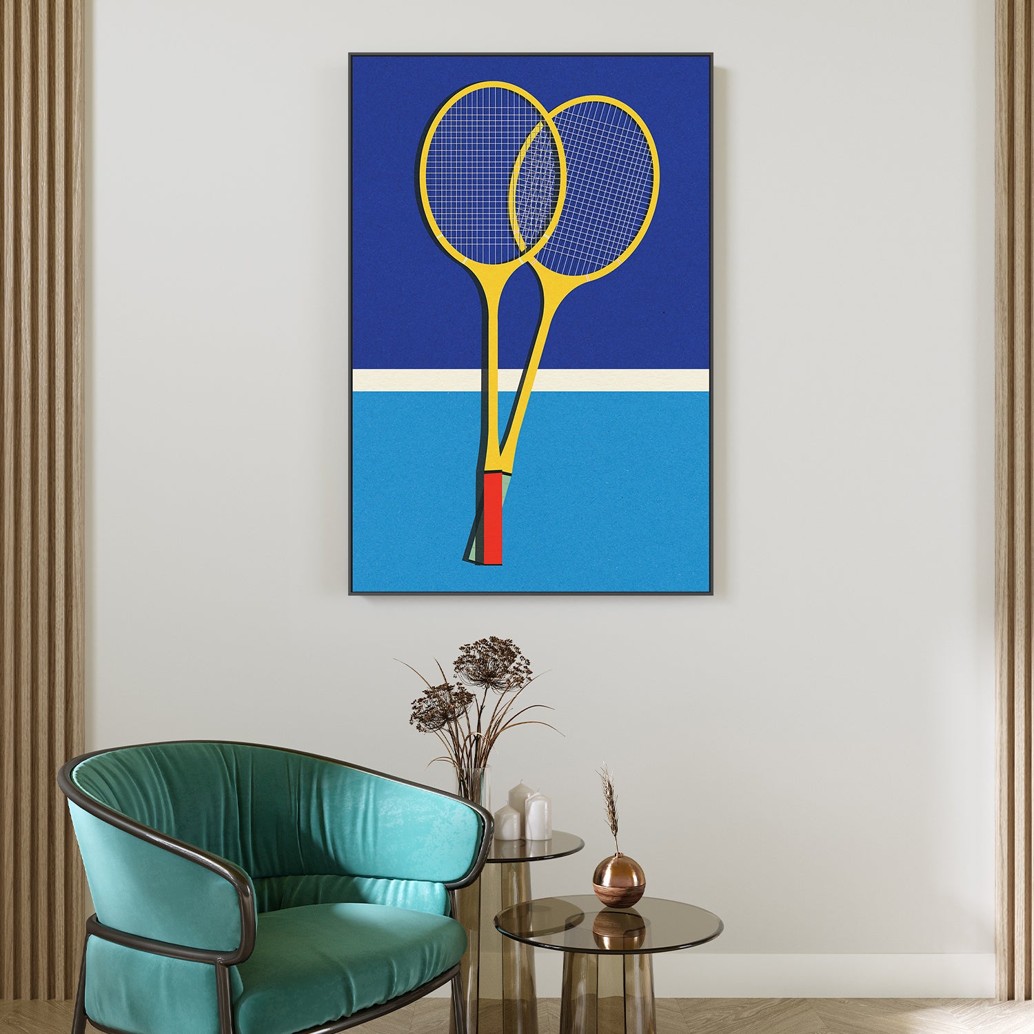 wall-art-print-canvas-poster-framed-Wooden Badminton Rackets-7
