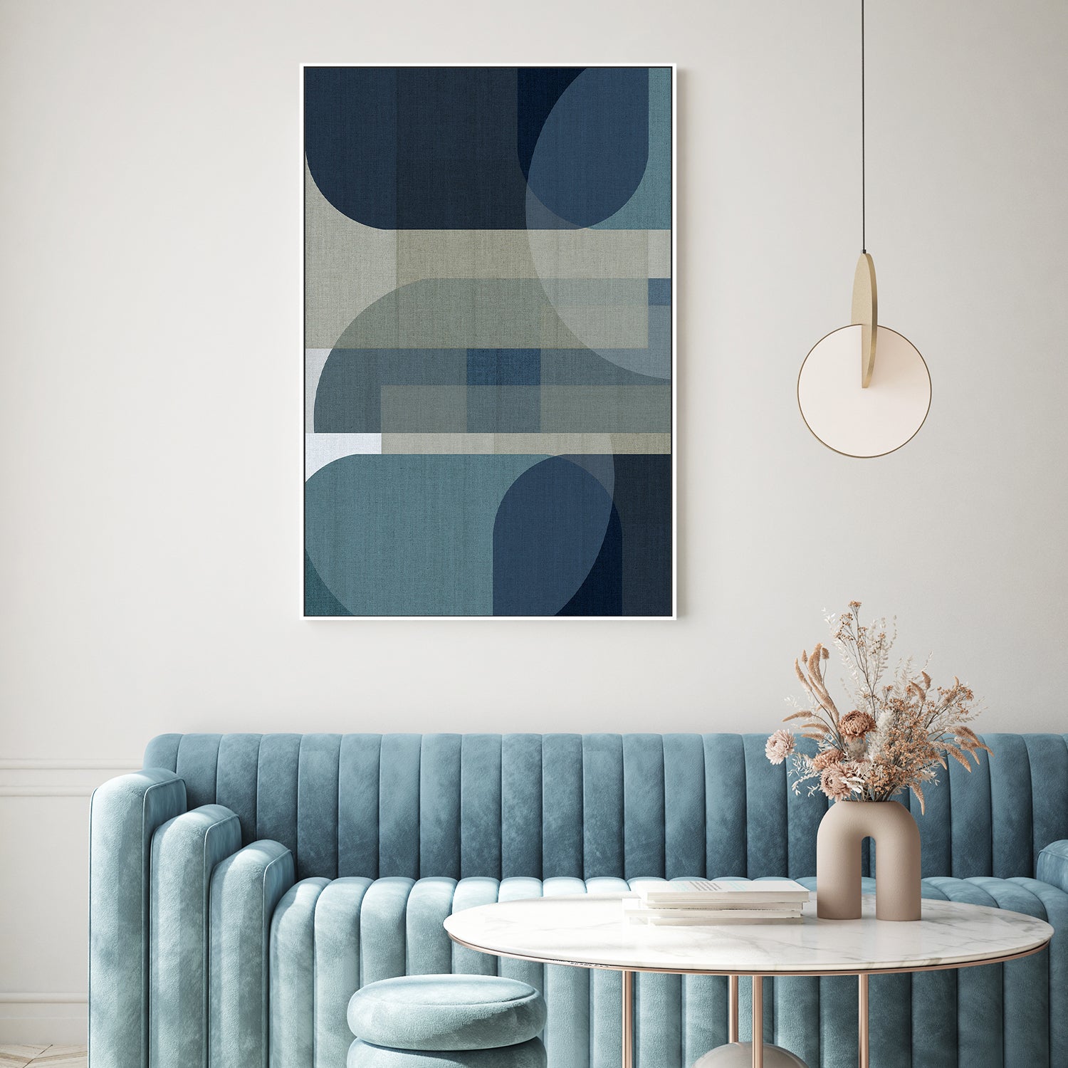 wall-art-print-canvas-poster-framed-Woven Blue Layers, Style C-7