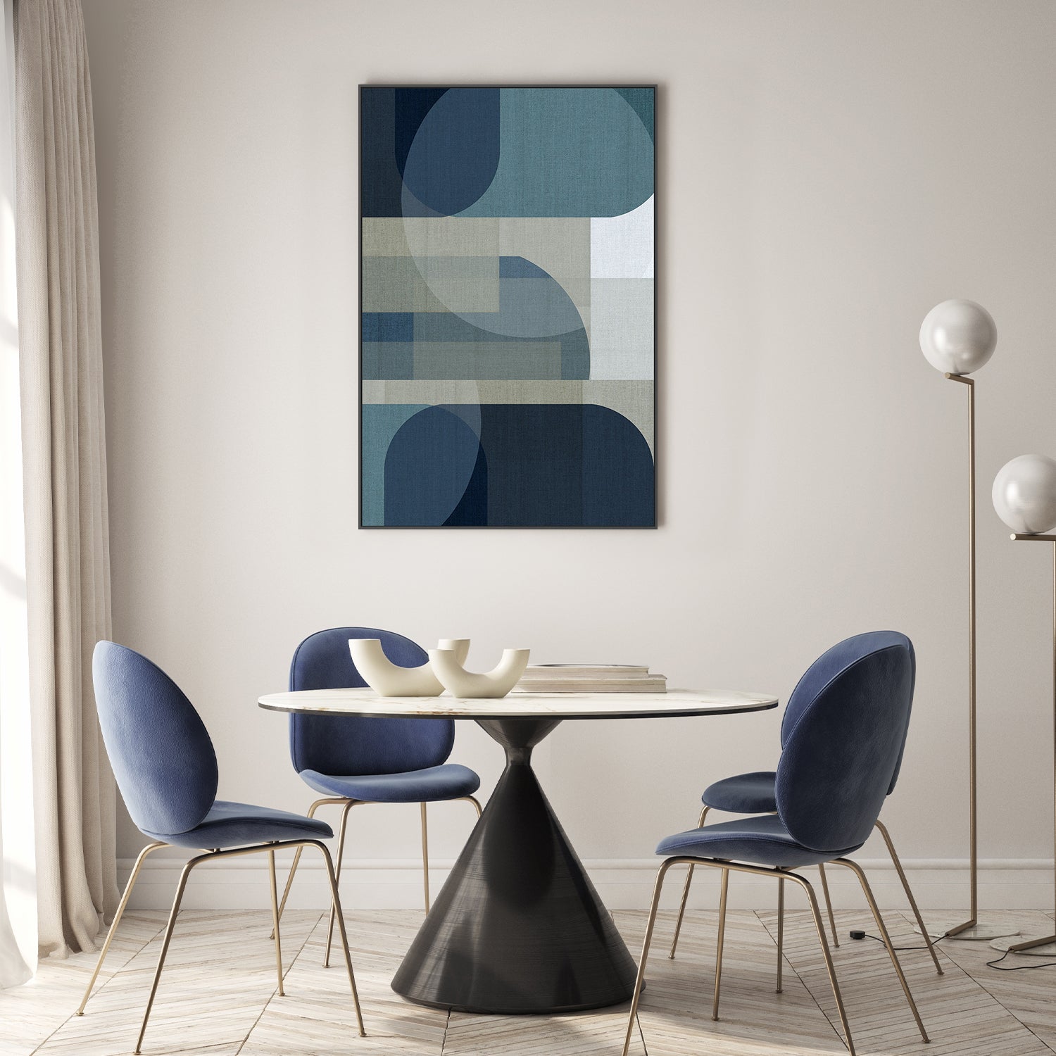 wall-art-print-canvas-poster-framed-Woven Blue Layers, Style D-7