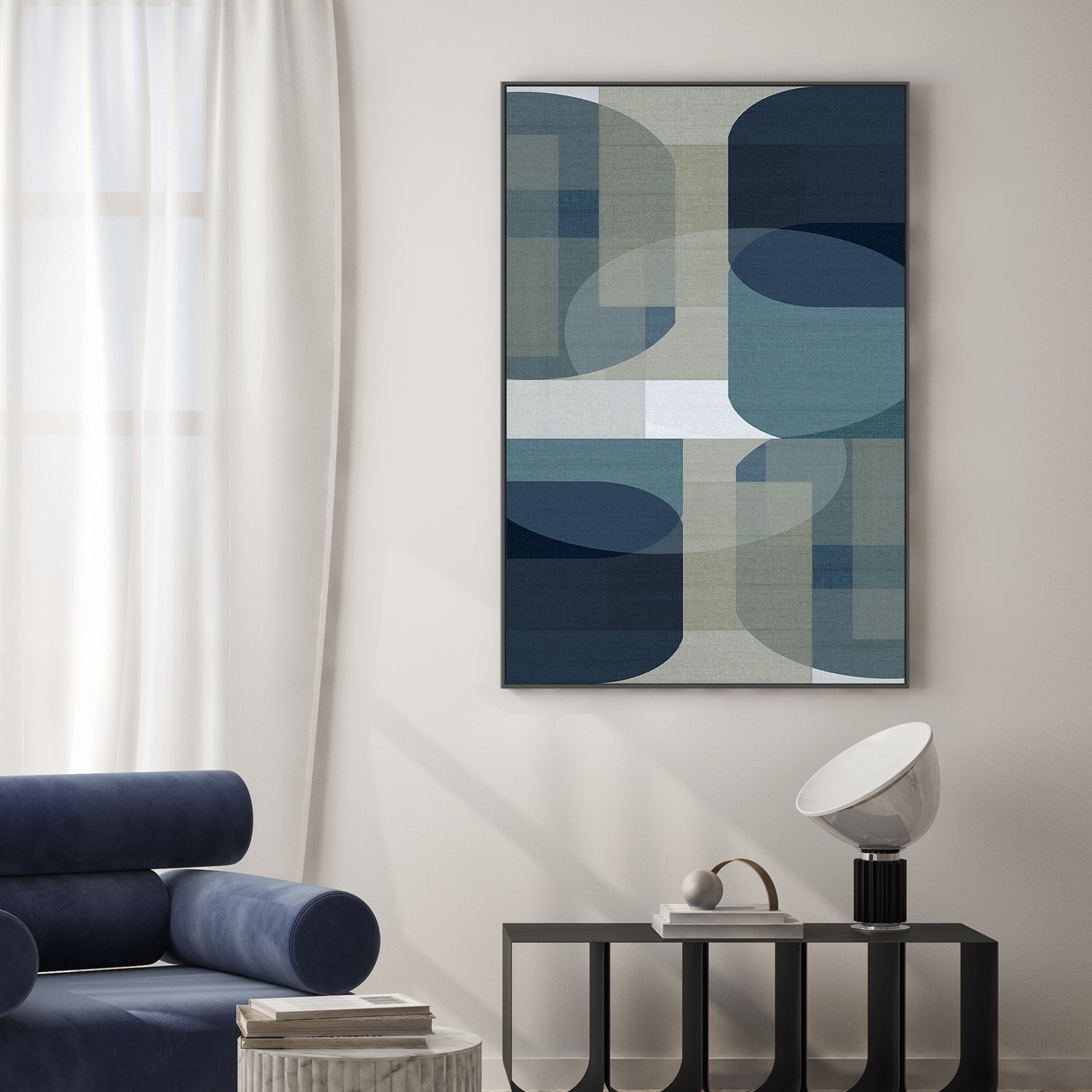 wall-art-print-canvas-poster-framed-Woven Blue Layers, Style E-2